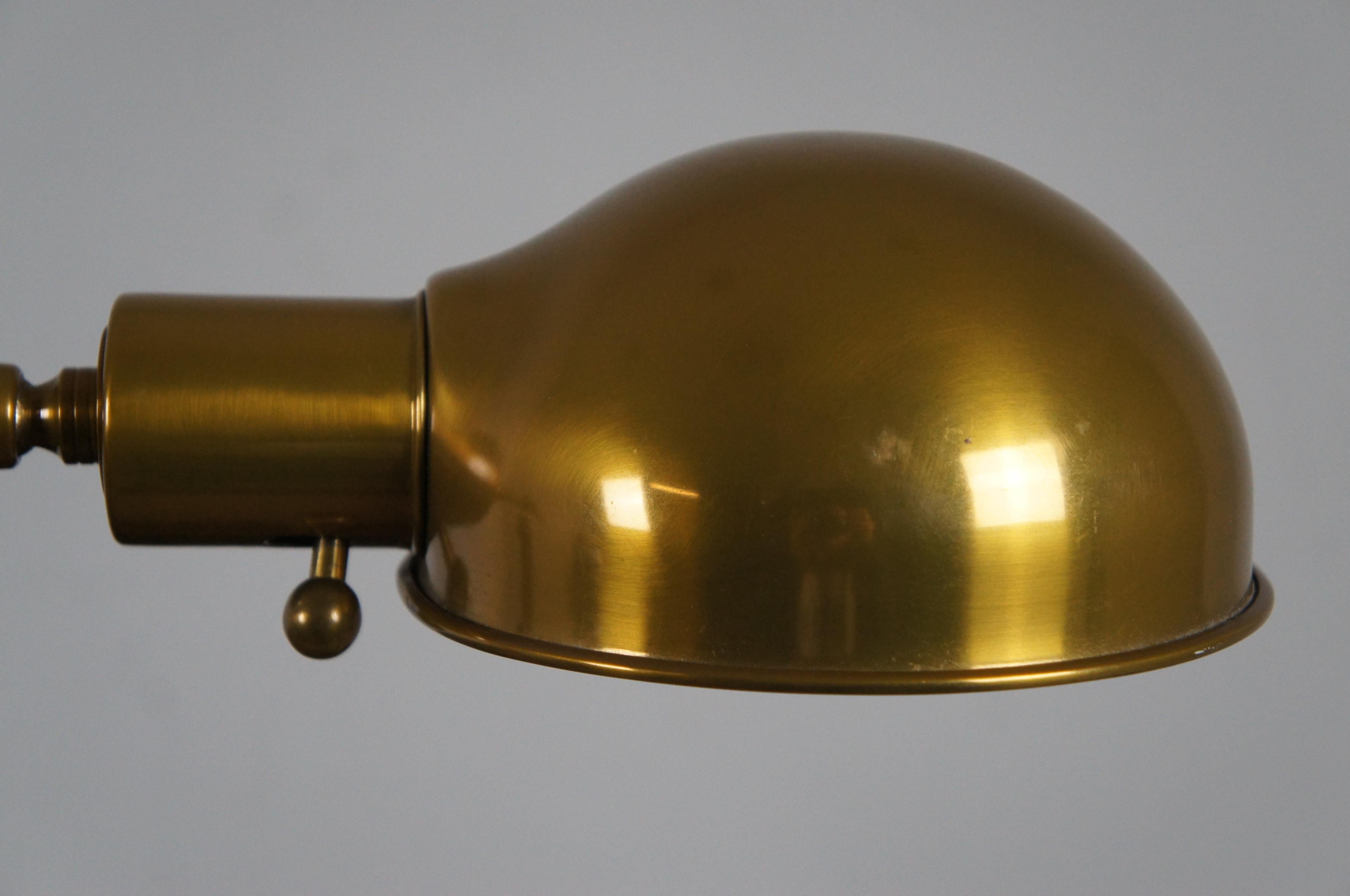 20th Century Mid Century Adjustable Brass Swing Arm Reading Library Floor Lamp MCM 