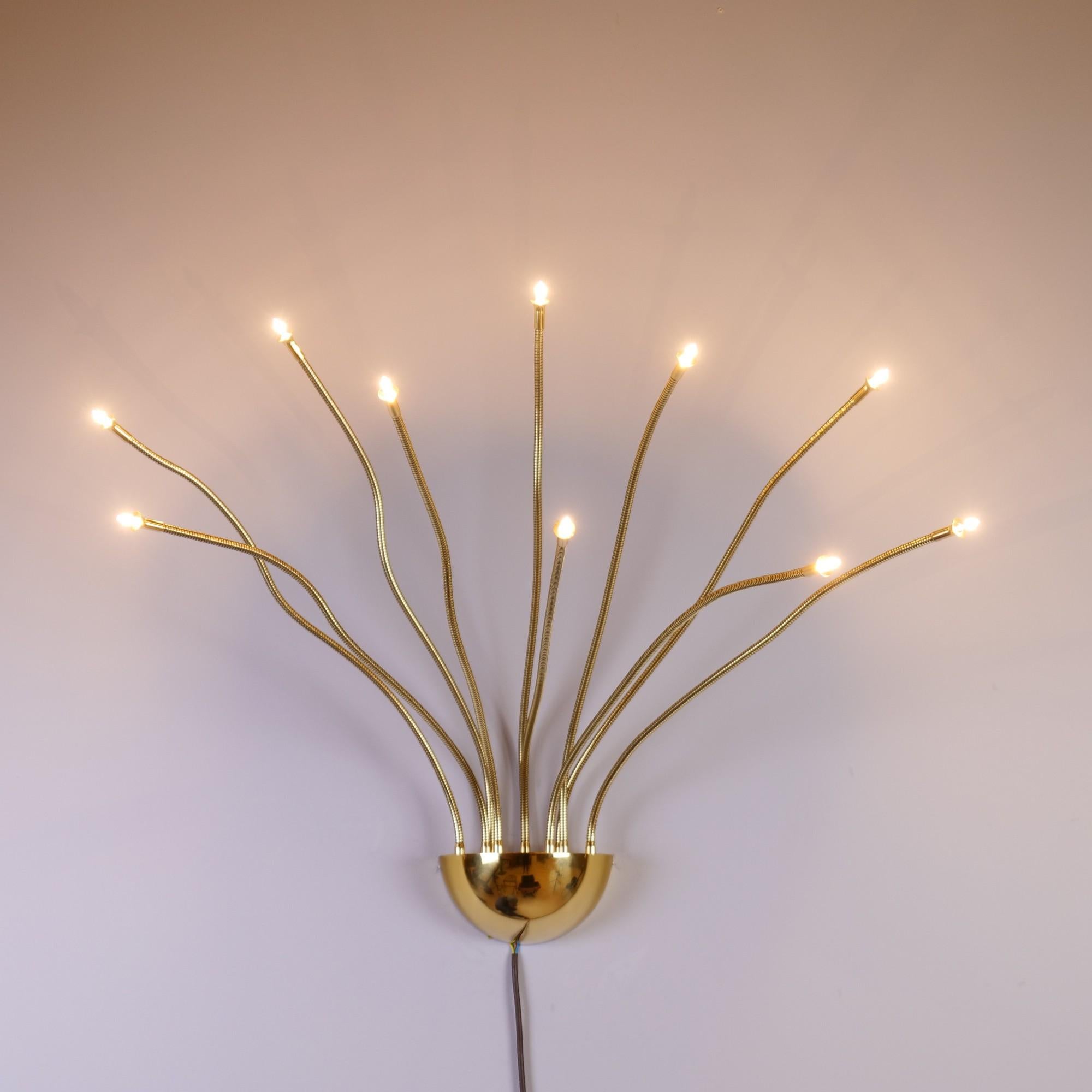 Post-Modern Mid Century Adjustable Brass Wall Lamp by Florian Schulz For Sale