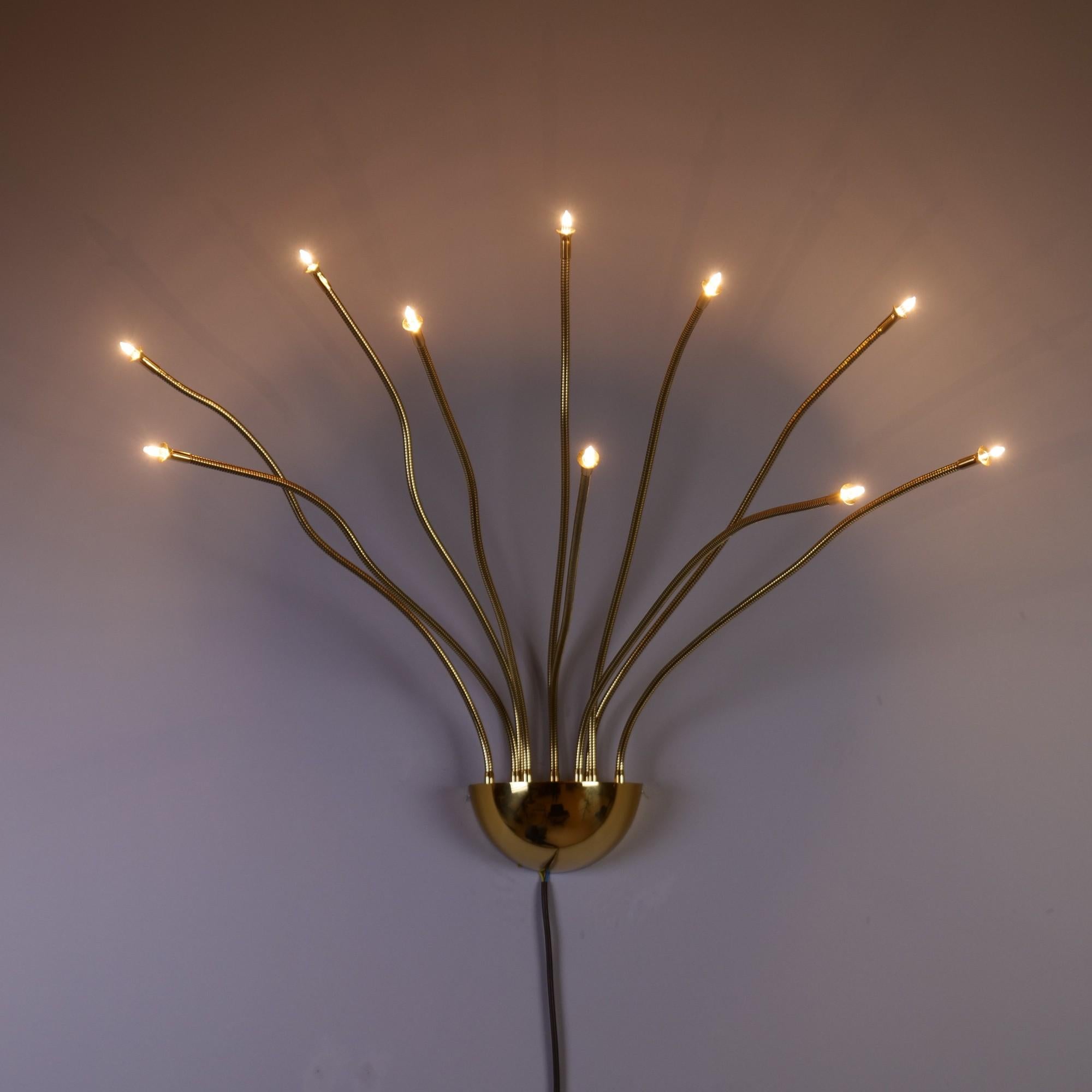 German Mid Century Adjustable Brass Wall Lamp by Florian Schulz For Sale