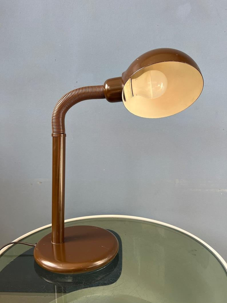 Mid Century Adjustable Brown Snake Table Lamp, 1970s For Sale 2