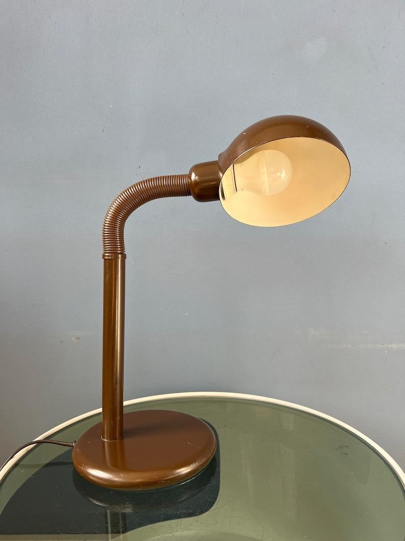 Mid Century Adjustable Brown Snake Table Lamp, 1970s For Sale 3