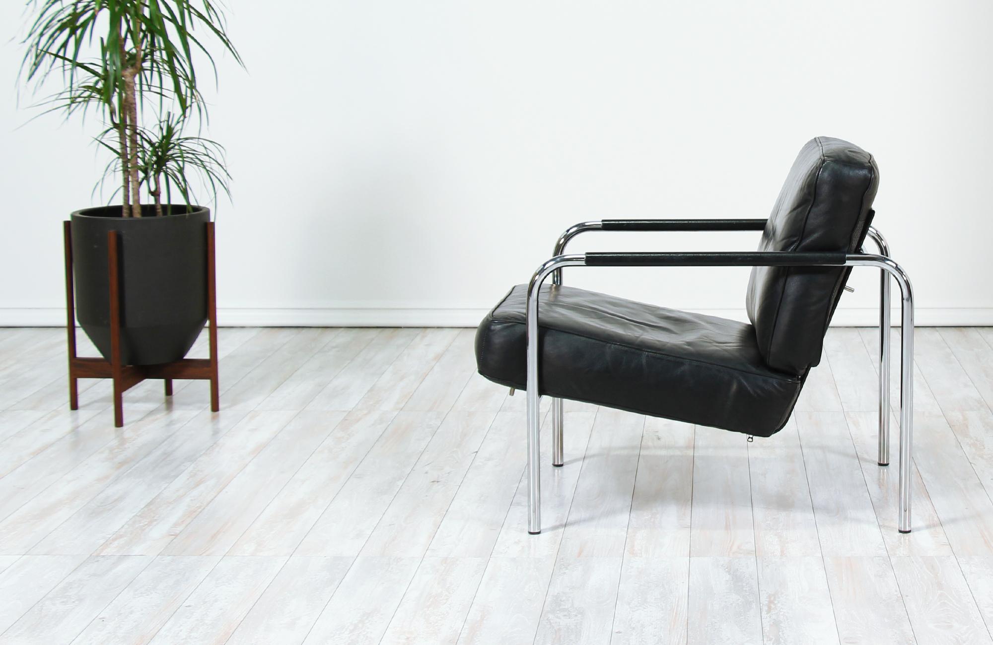 Mid-Century Modern Midcentury Adjustable Chrome and Leather Lounge Chair