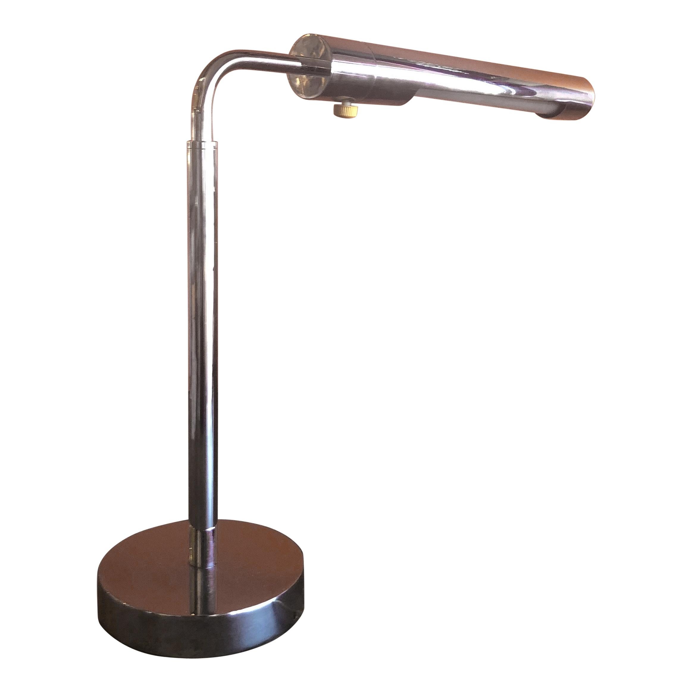 Midcentury Adjustable Chrome Pharmacy Desk Lamp in the Style of Koch & Lowy For Sale