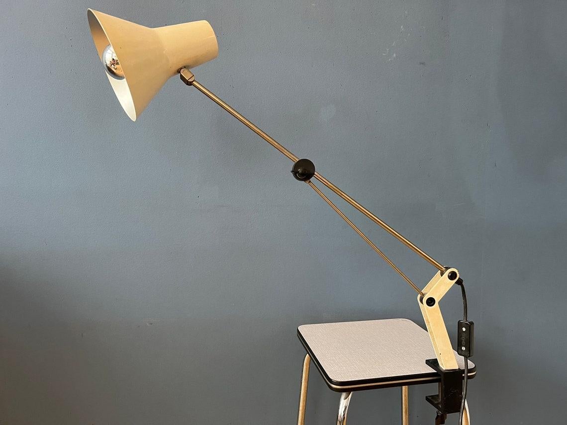 Metal Mid Century Adjustable Clamp Desk Lamp, 1970s For Sale