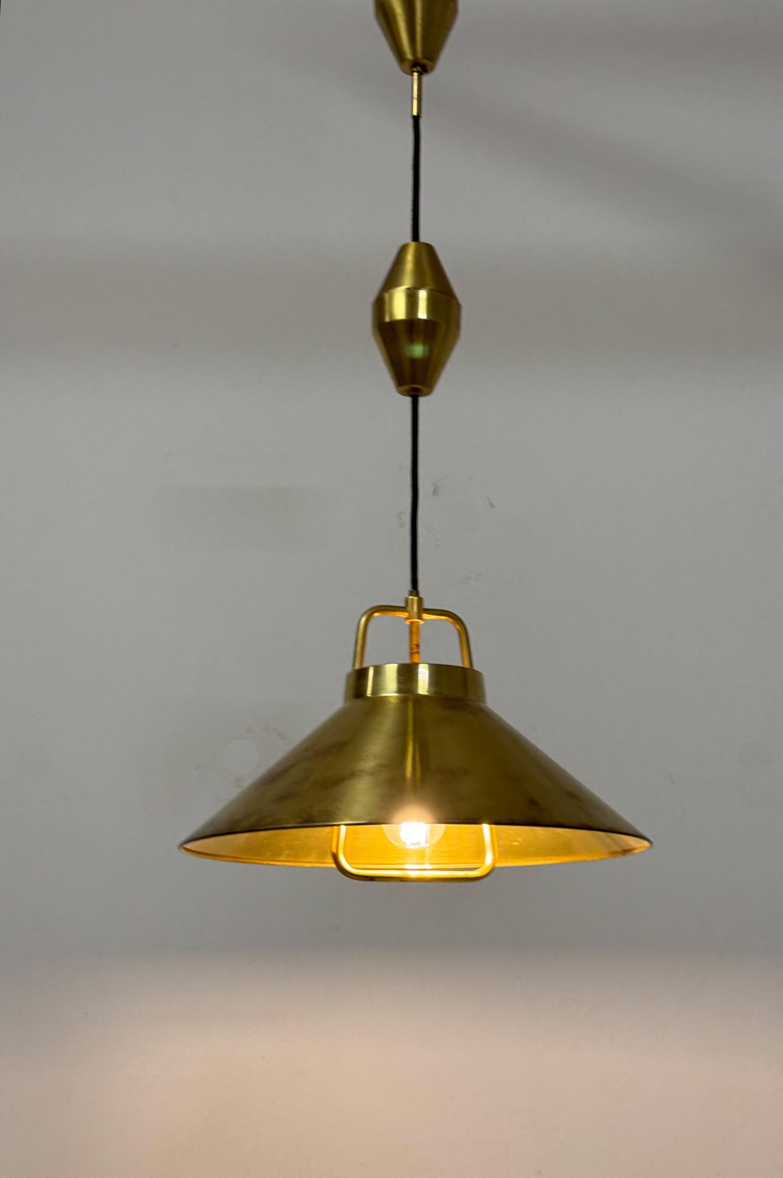 Mid-Century Adjustable Danish Brass Pendant by Lyfa For Sale 6