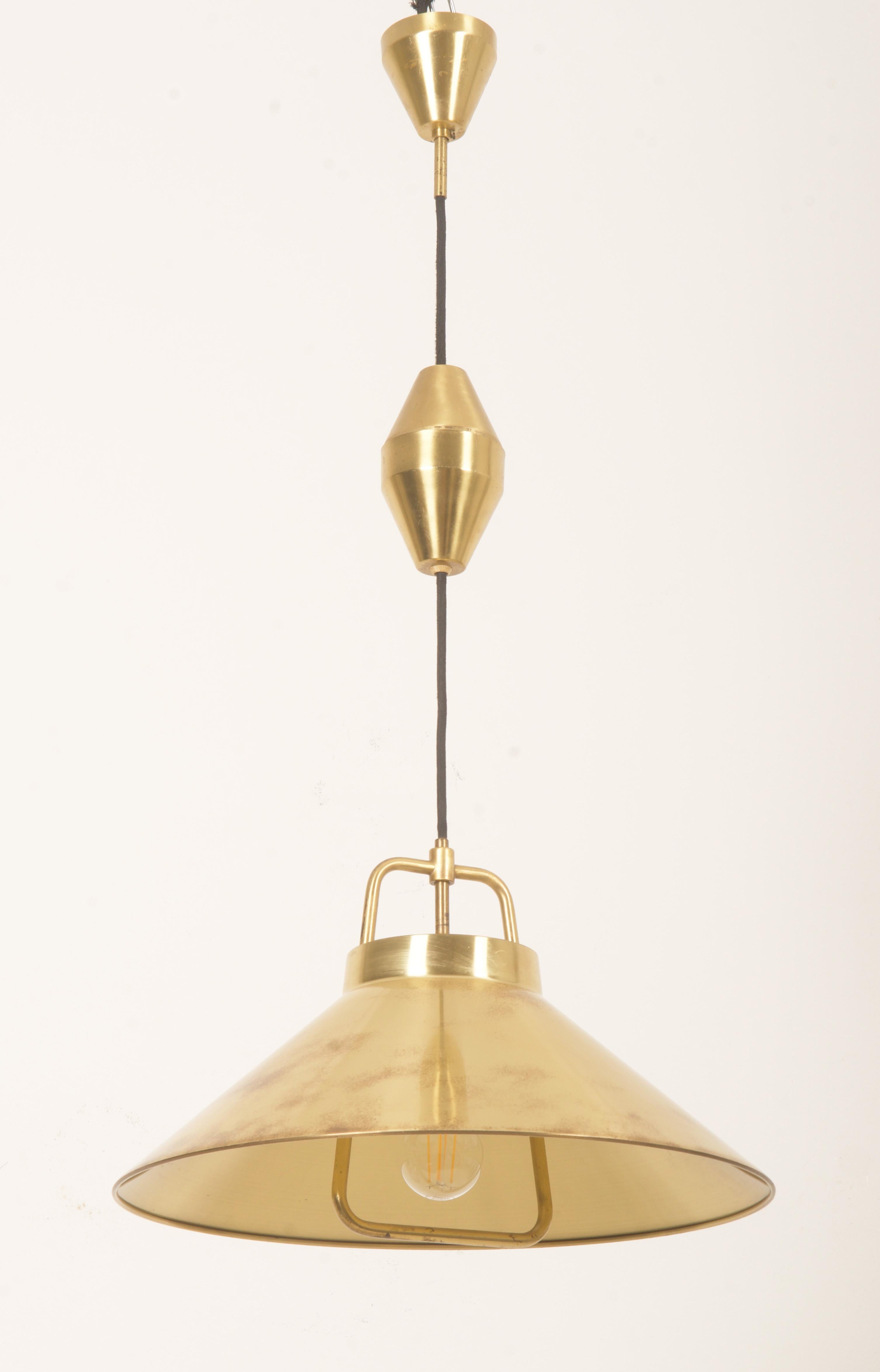 Mid-Century Modern Mid-Century Adjustable Danish Brass Pendant by Lyfa For Sale