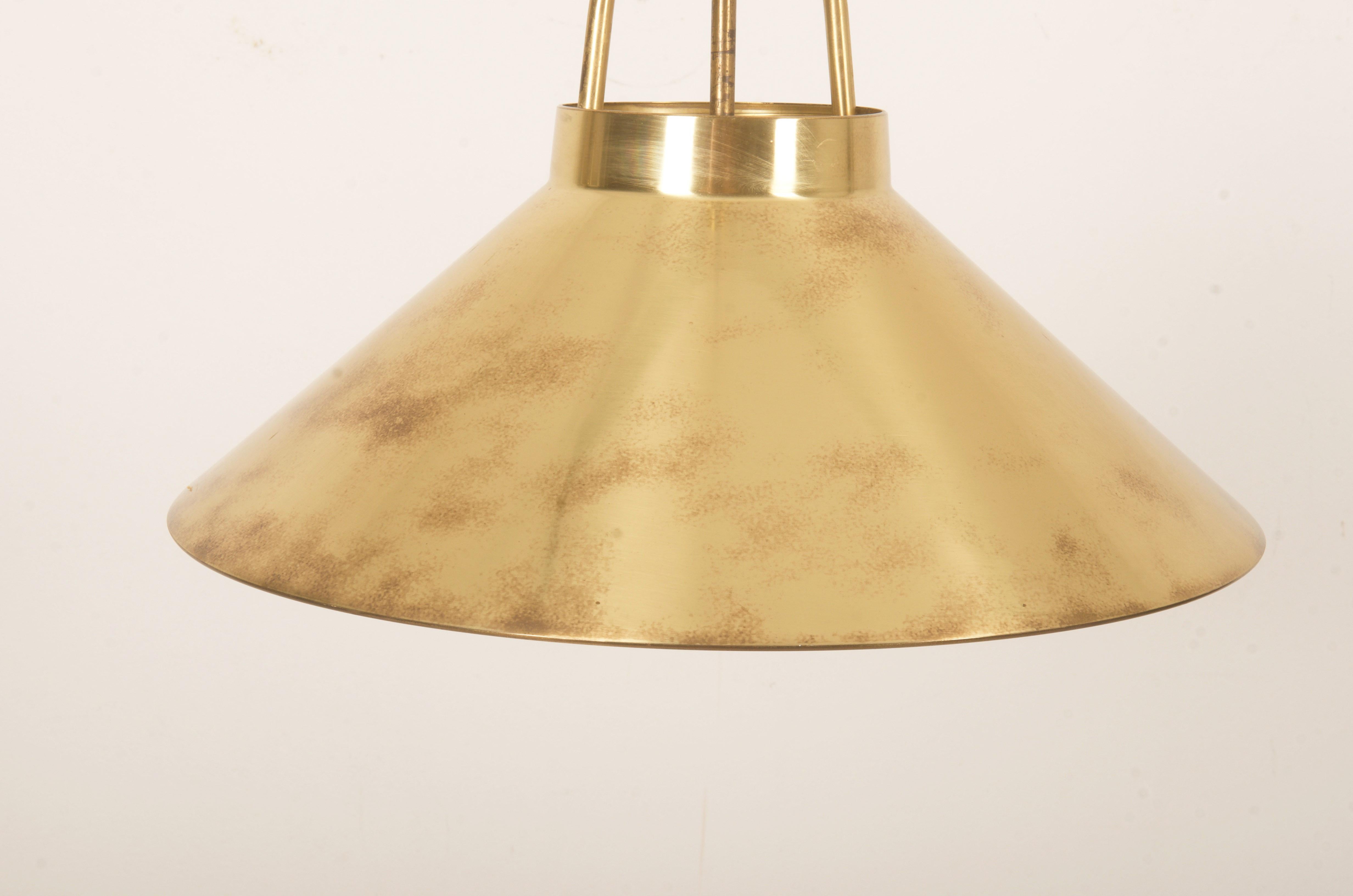 Mid-20th Century Mid-Century Adjustable Danish Brass Pendant by Lyfa For Sale