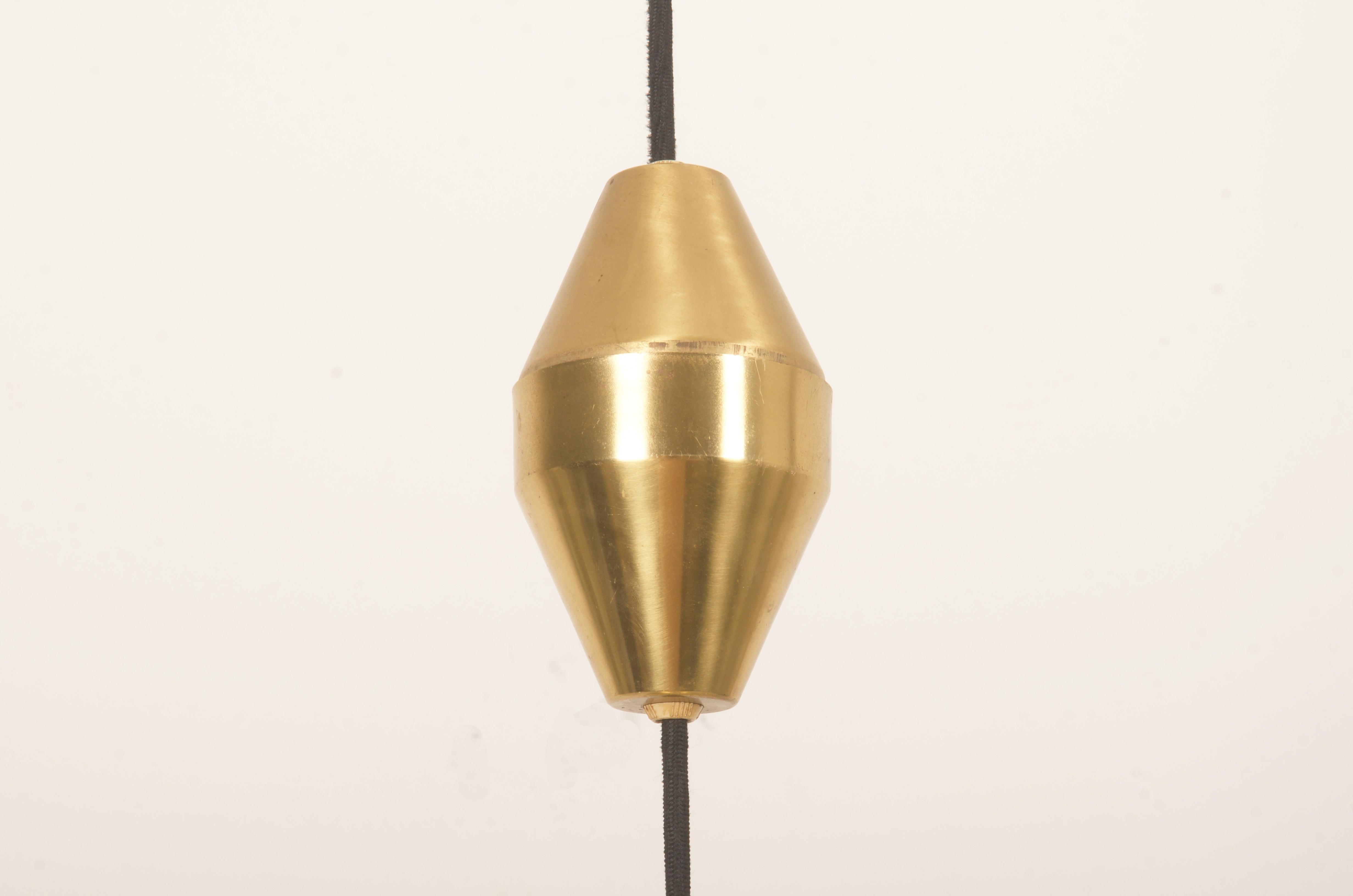 Mid-Century Adjustable Danish Brass Pendant by Lyfa For Sale 2