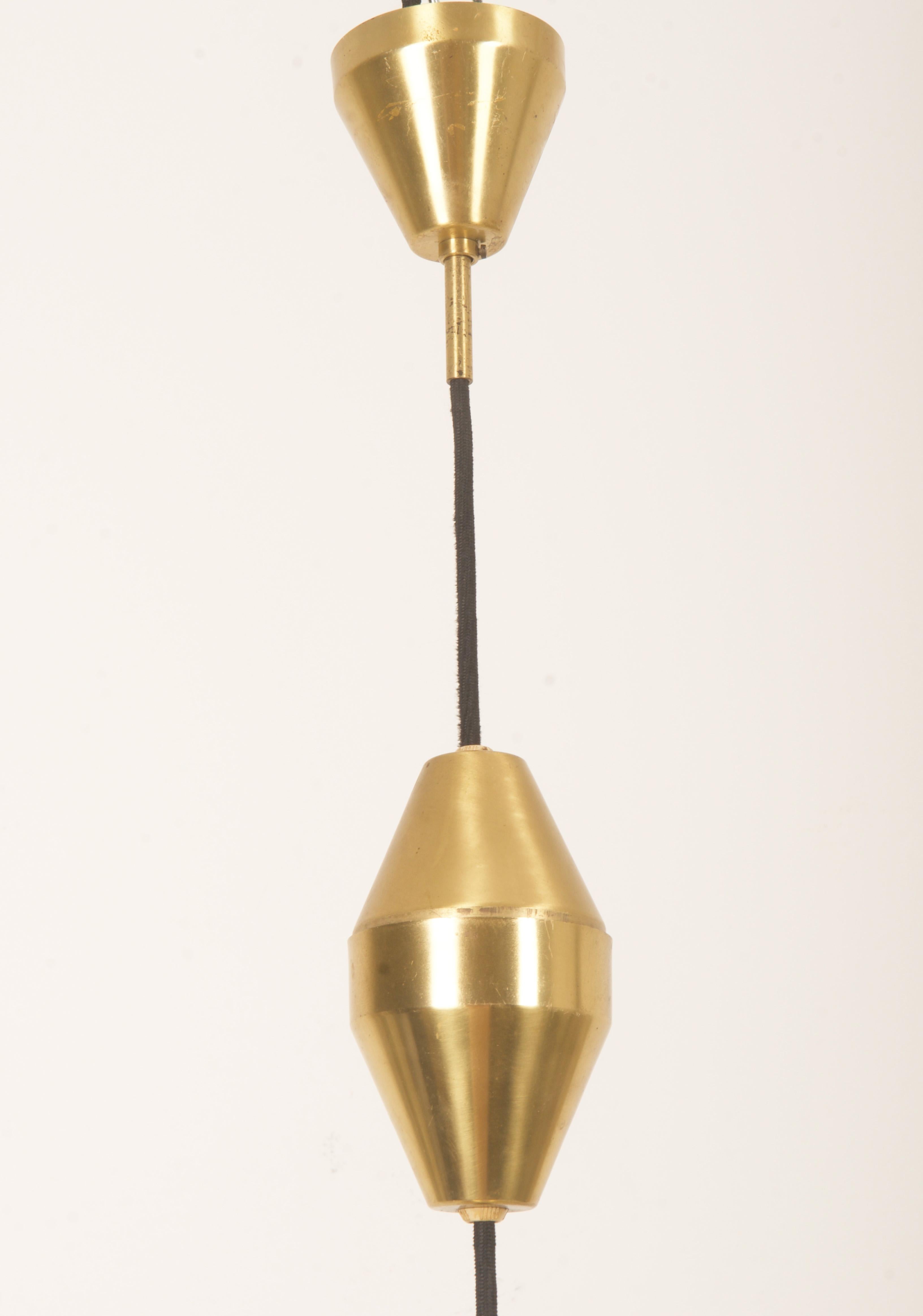 Mid-Century Adjustable Danish Brass Pendant by Lyfa For Sale 3