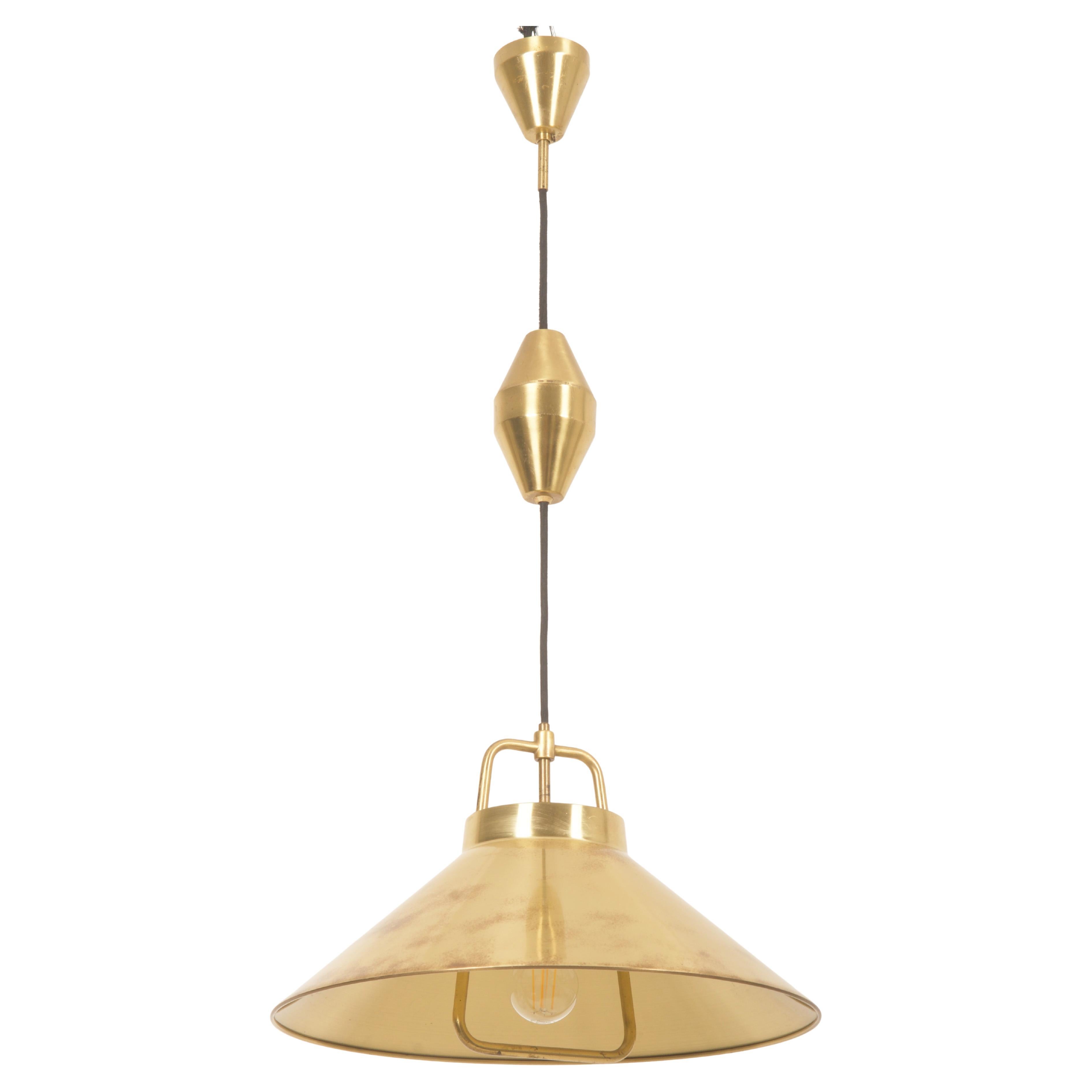 Mid-Century Adjustable Danish Brass Pendant by Lyfa