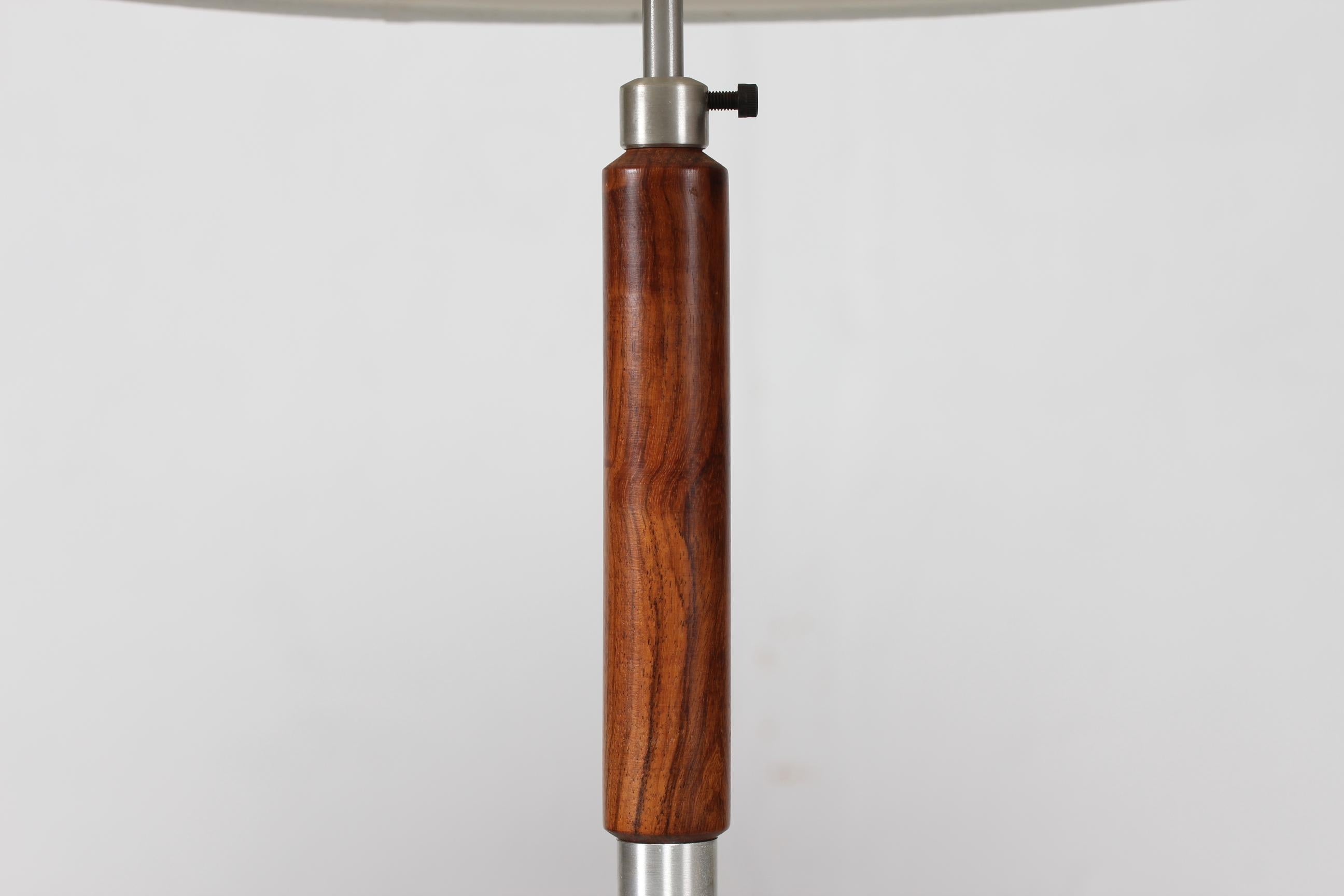 Mid-Century Adjustable Danish Floor Lamp Jo Hammerborg Style, Rosewood and Steel In Good Condition For Sale In Aarhus C, DK