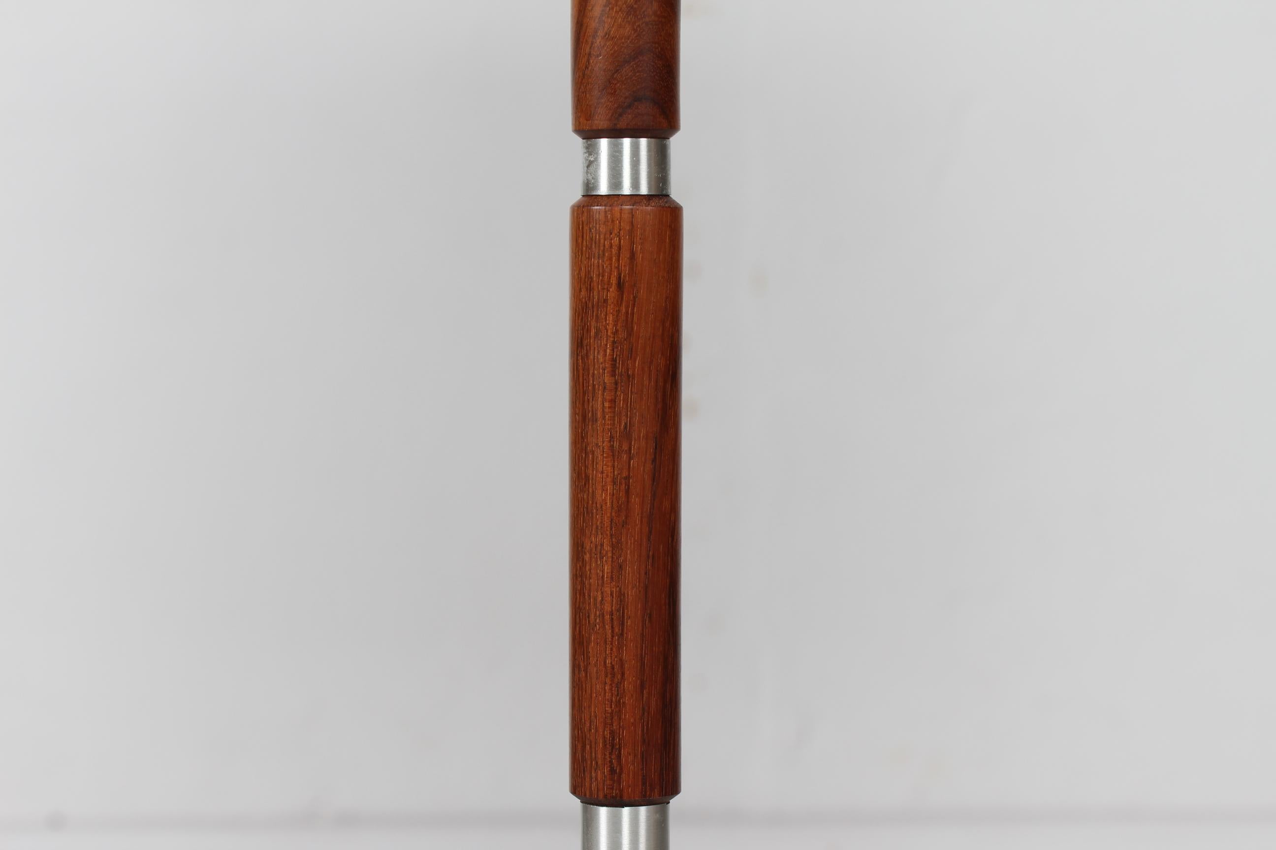 Mid-Century Adjustable Danish Floor Lamp Jo Hammerborg Style, Rosewood and Steel For Sale 1