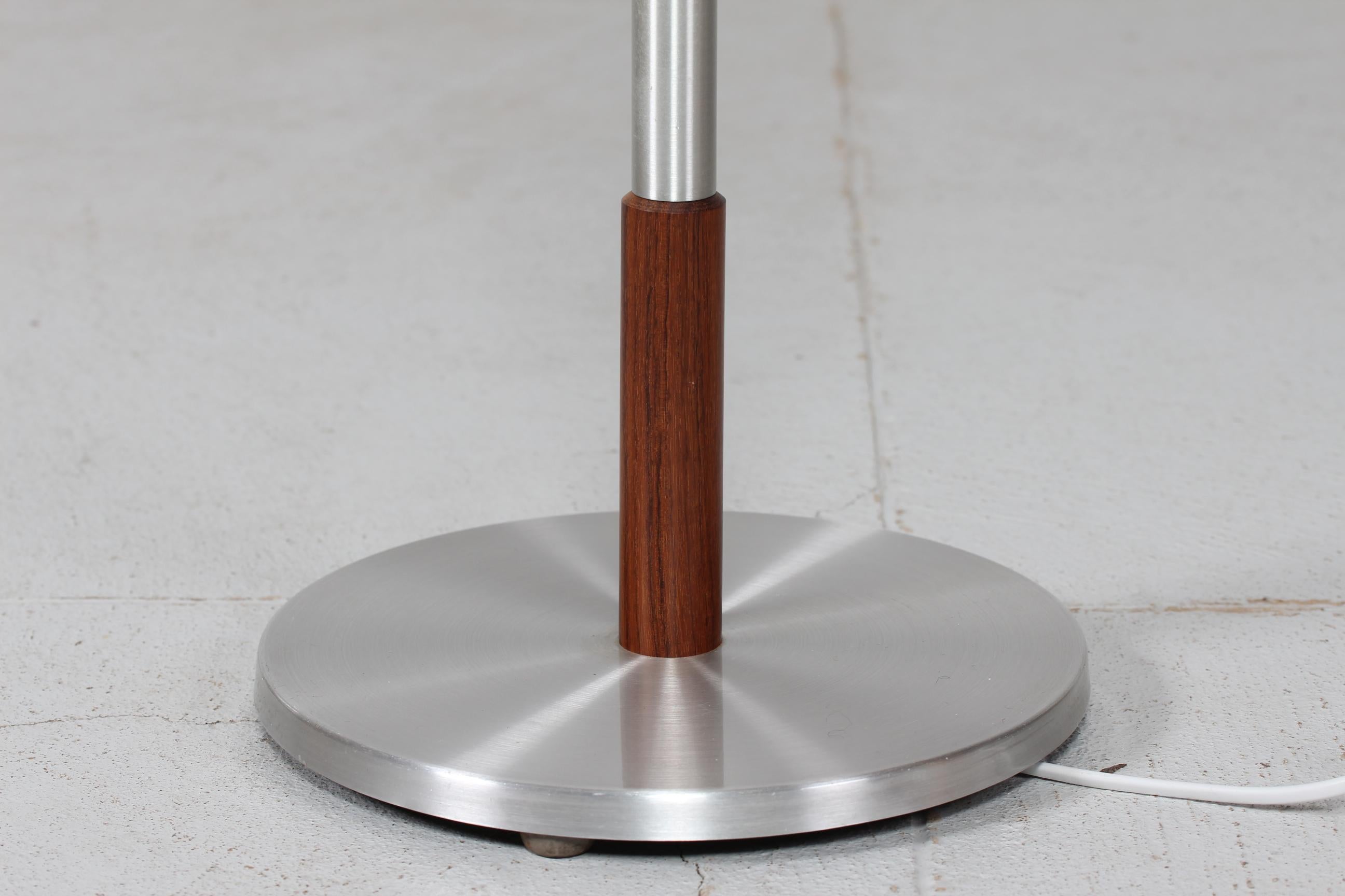 Mid-Century Adjustable Danish Floor Lamp Jo Hammerborg Style, Rosewood and Steel For Sale 2