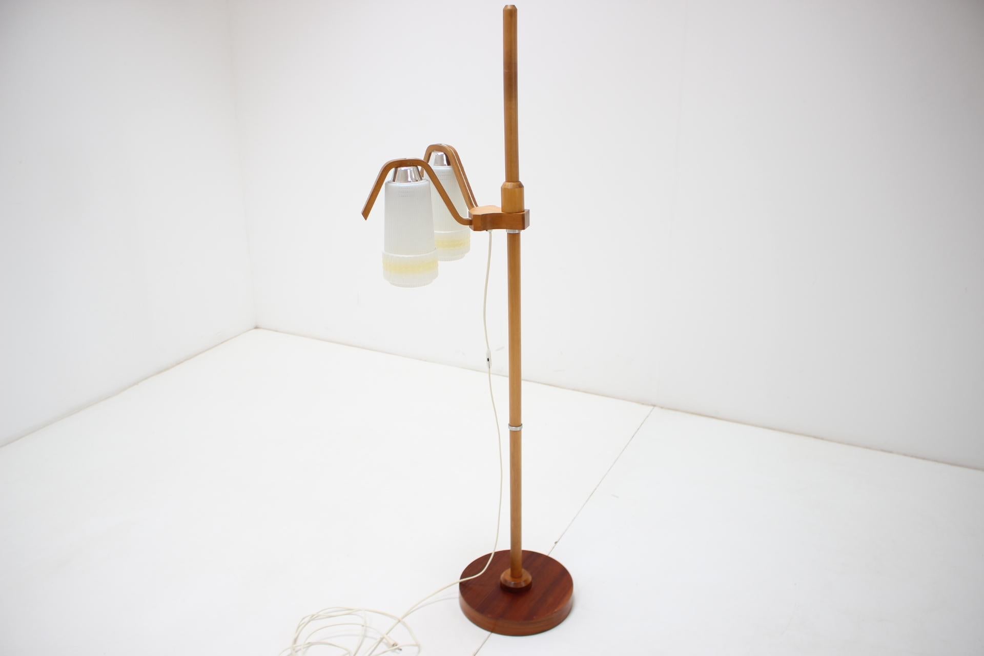 Mid-Century Adjustable Floor Lamp, Dřevo Humpolec, 1970's For Sale 1
