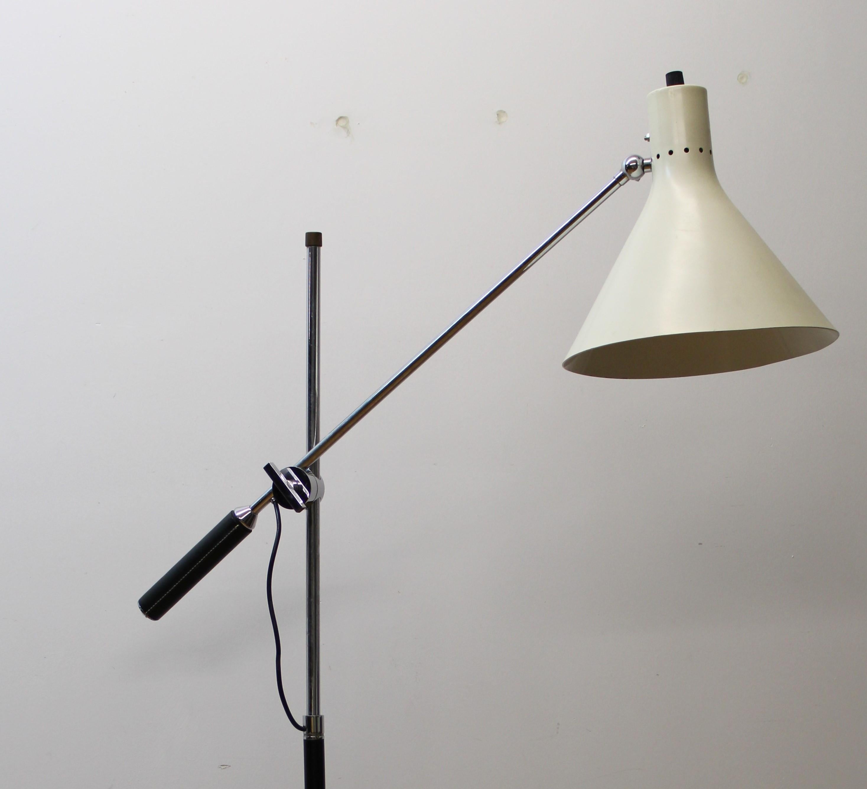 Enamel Mid-Century Adjustable Floor Lamp For Sale