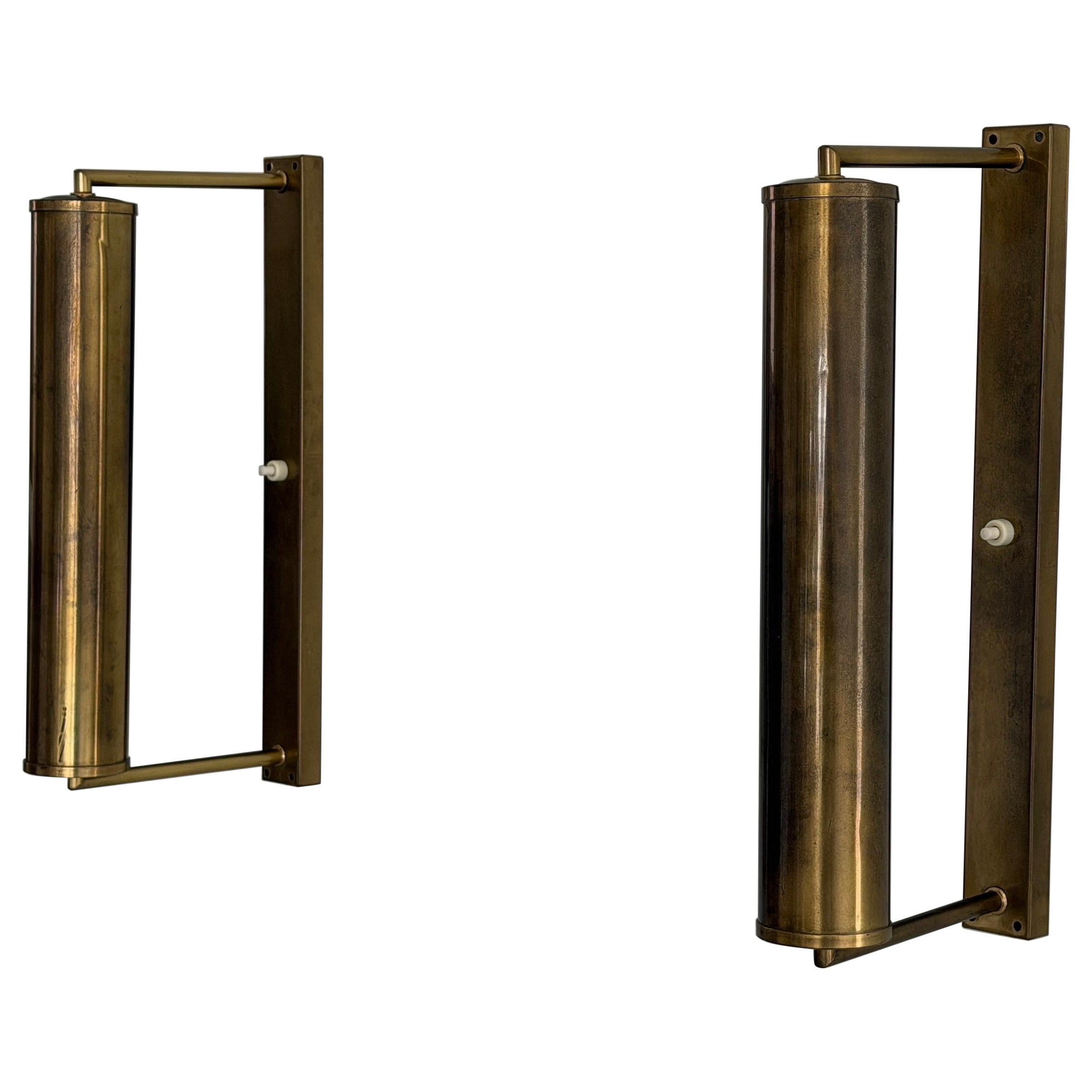 Mid-Century Adjustable Head Brass Pair of Sconces, 1960s, Germany