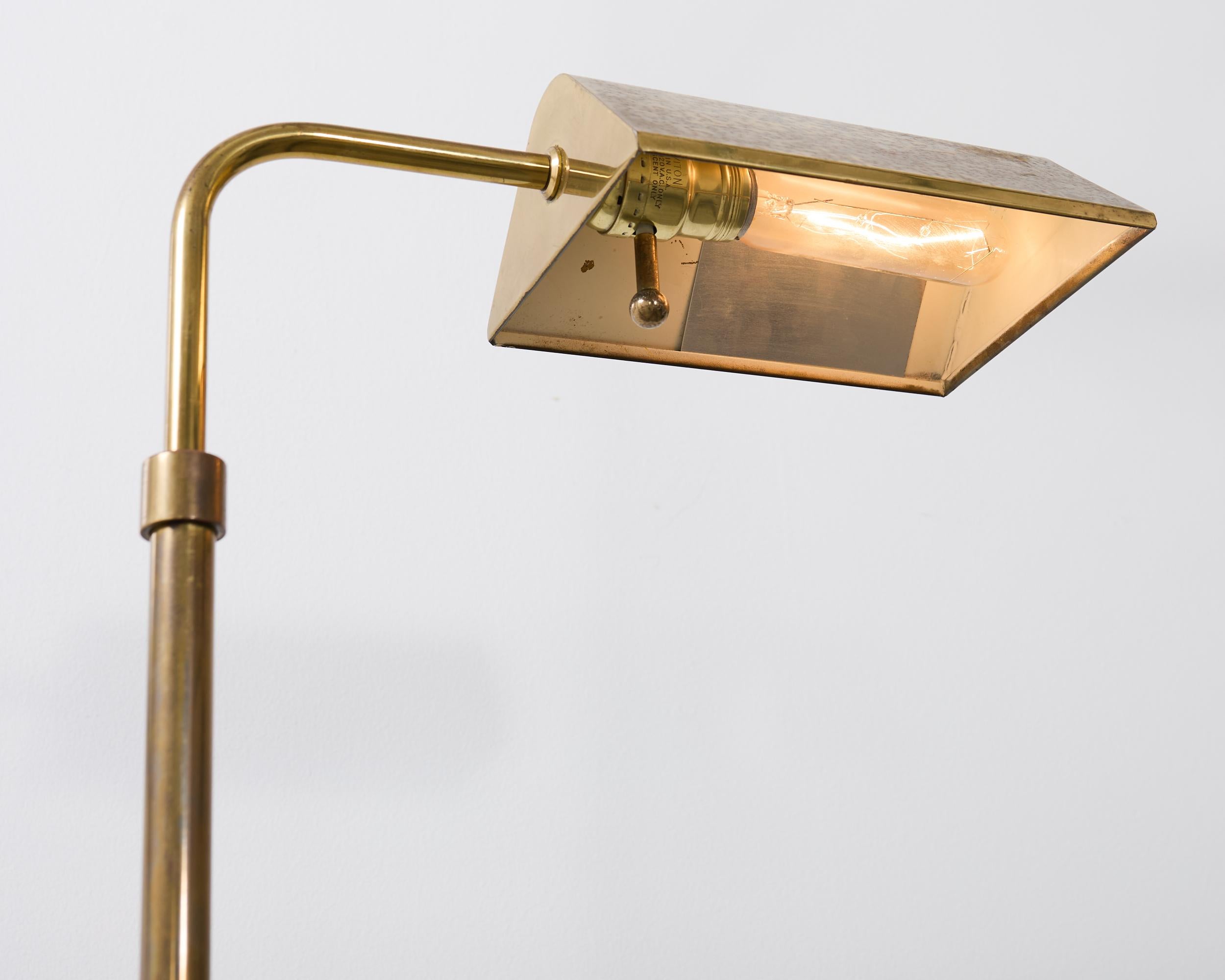 Mid-Century Adjustable Patinated Brass Pharmacy Floor Lamp For Sale at ...