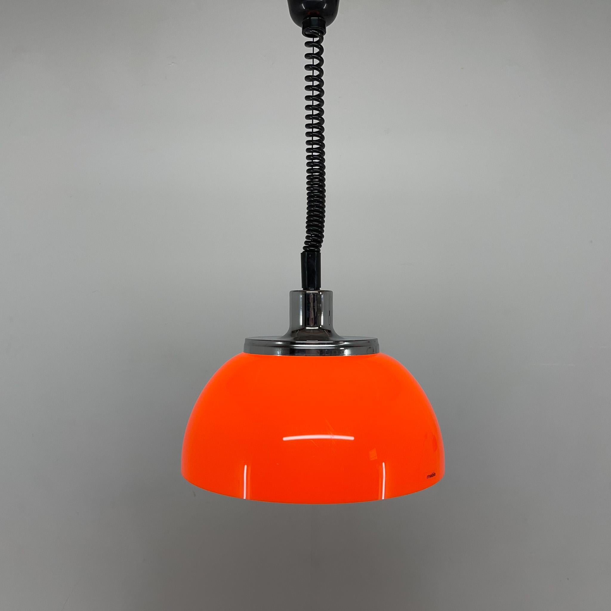 Plastic Mid-Century Adjustable Pendant by Harvey Guzzini for Meblo, Italy For Sale