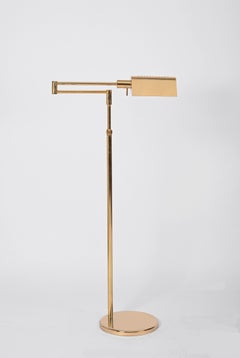 Mid-Century Adjustable Reading Floor Lamp in Brass, Frattini, Italy, 1970s