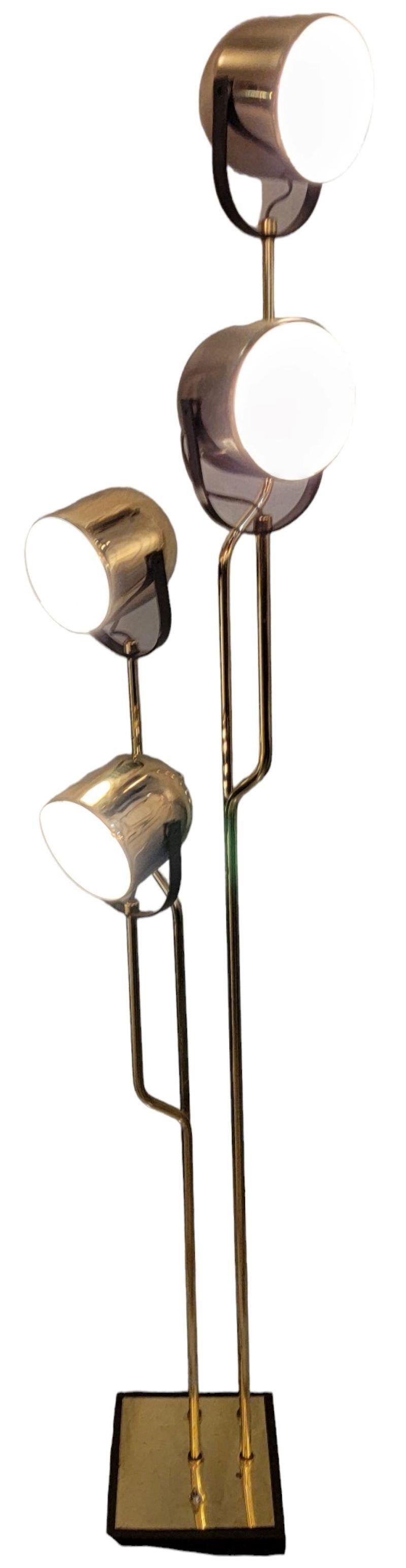 20th Century Mid Century Adjustable  Reggiani  Brass Four Light Floor Lamp