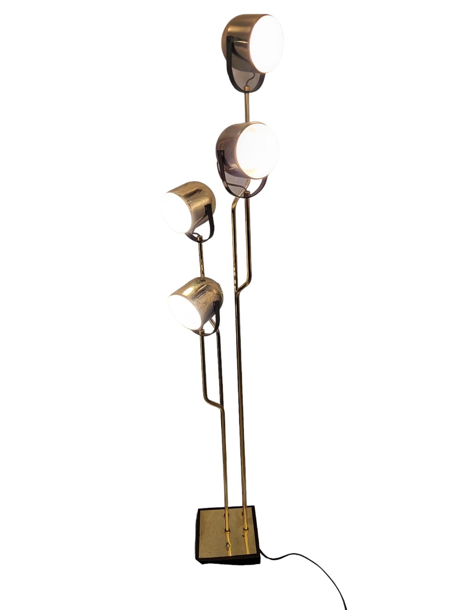 Mid Century Adjustable  Reggiani  Brass Four Light Floor Lamp 1