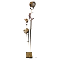 Mid Century Adjustable  Reggiani  Brass Four Light Floor Lamp