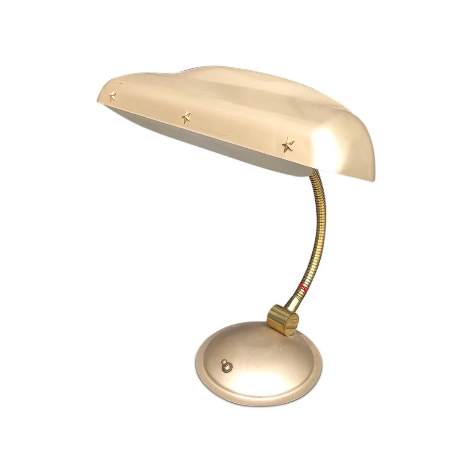Mid Century Adjustable Retro Brass Desk Lamp In Good Condition In Hudson, NY