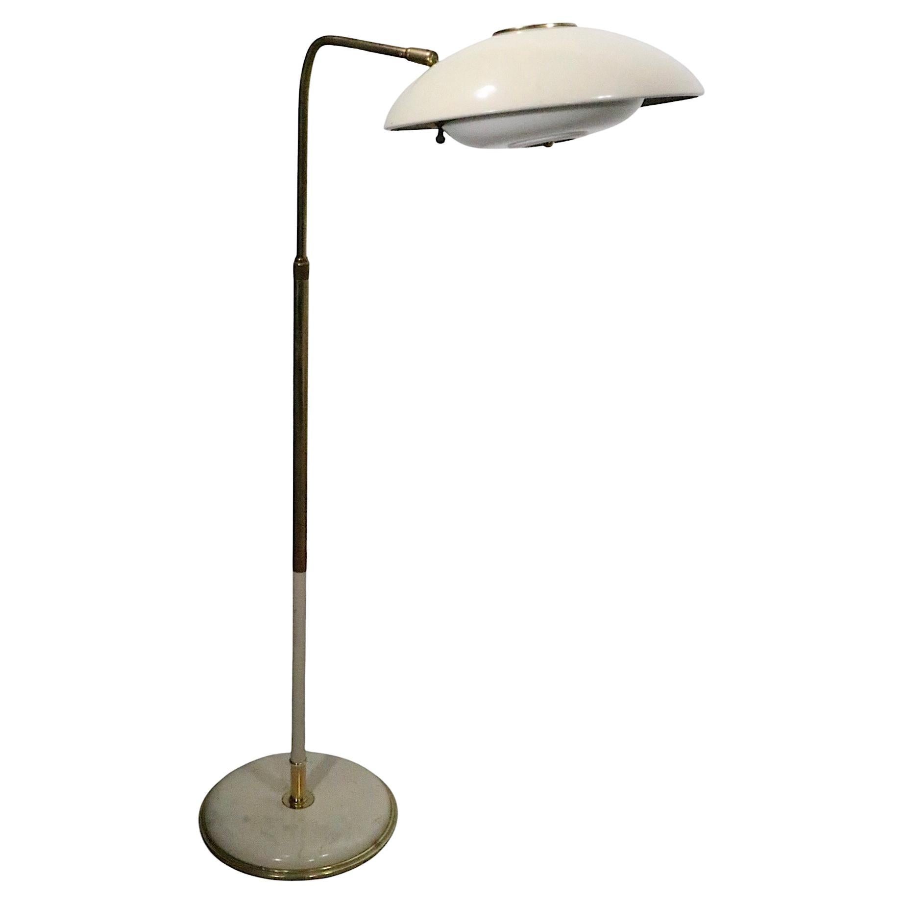 Mid Century Adjustable Saucer Shade Floor Lamp by Gerald Thurston for Lightolier