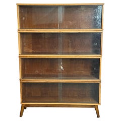 Mid-Century Adjustable Shelving Unit with Sliding Glass Doors Made in Romania