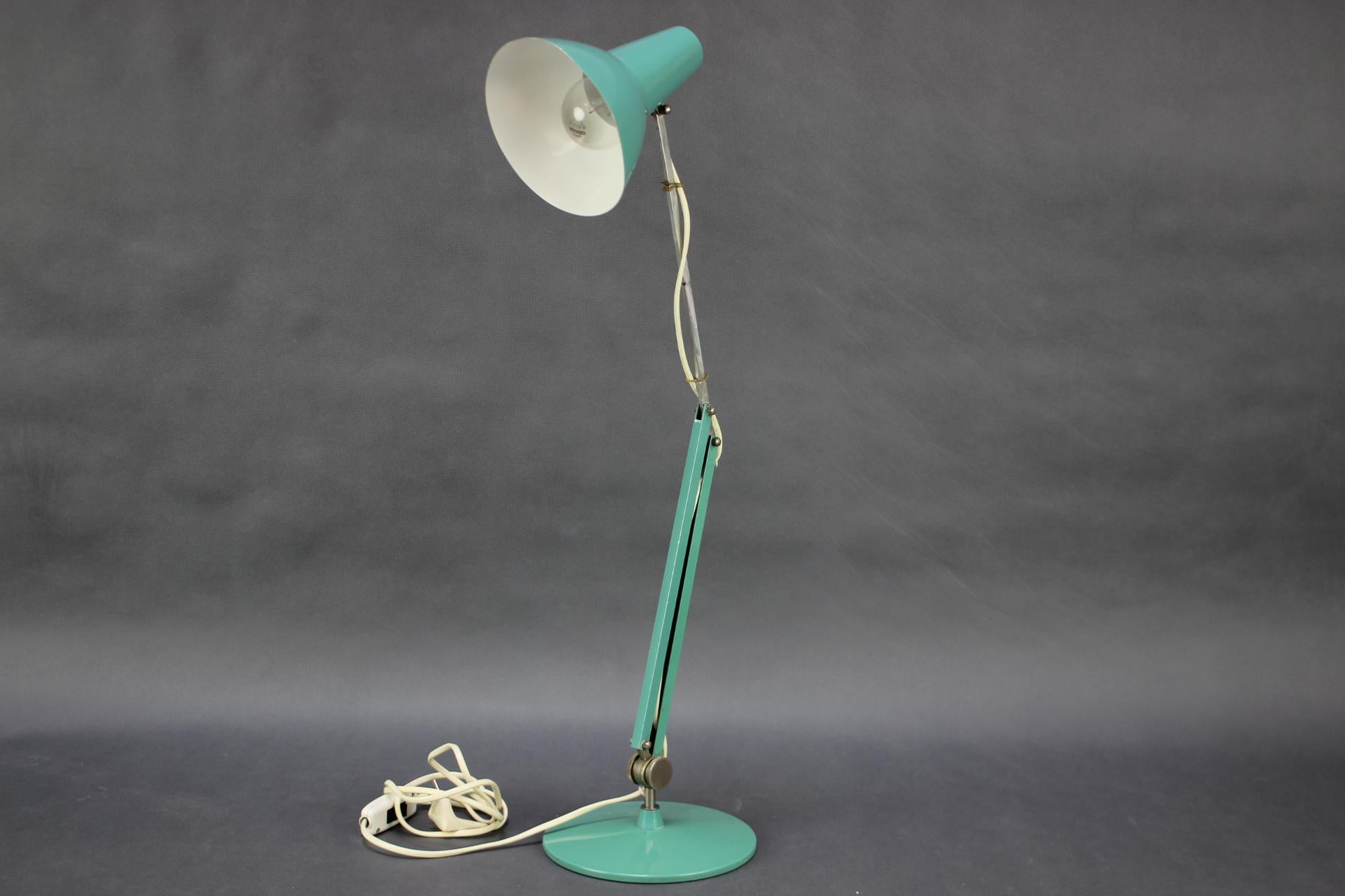 - Mid-Century Adjustable Table Lamp, 1960s, Czechoslovakia,
- made of Metal,
- shows signs of wear and age (scratches, etc.),
- In highest dimension 73cm
- In original good condition
