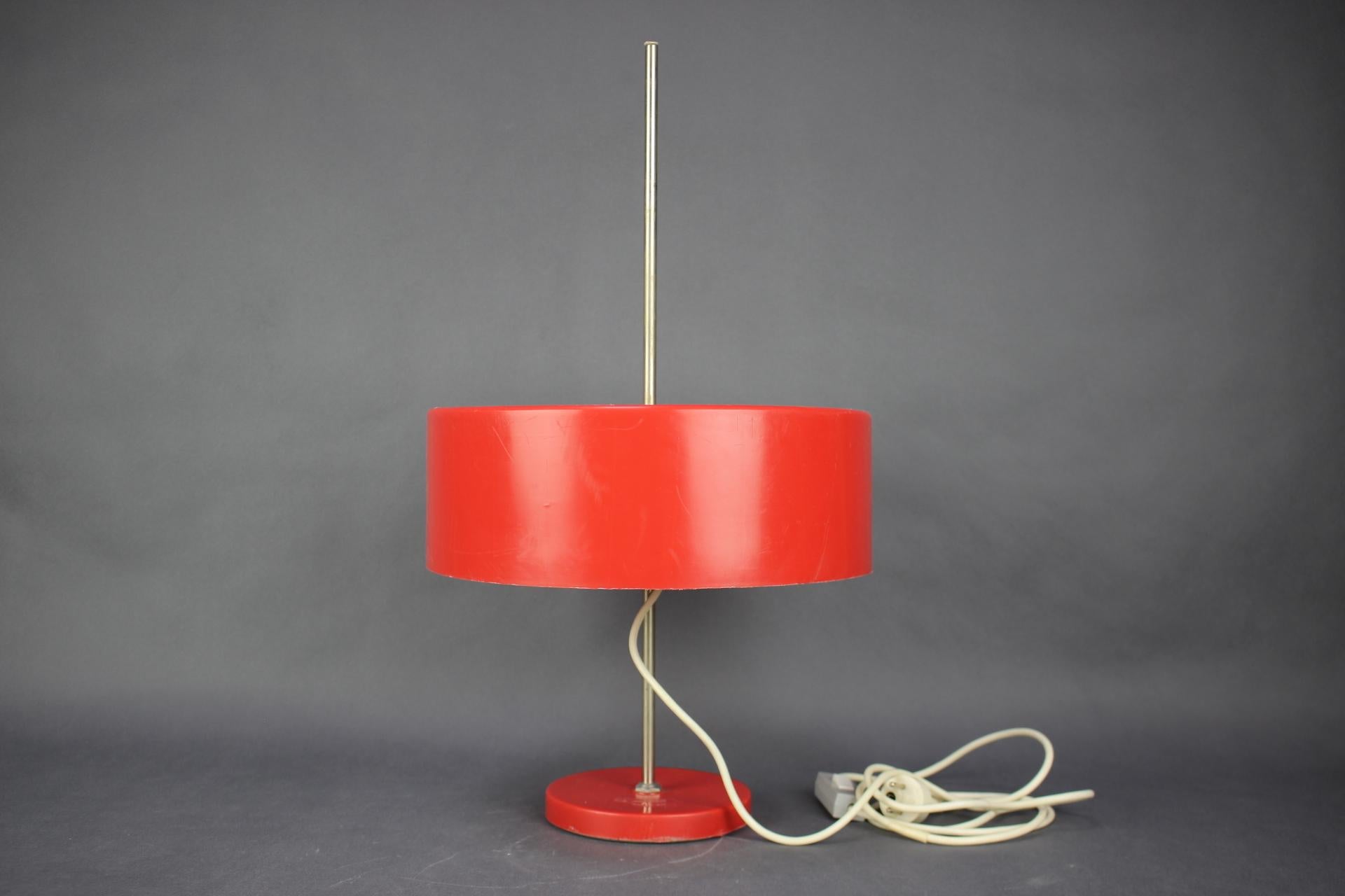 - Mid-Century Adjustable Table Lamp, Czechoslovakia, 1960s,
- made of plastic, chrome and metal
- shows signs of wear and age (scratches, etc.),
- in good original condition,