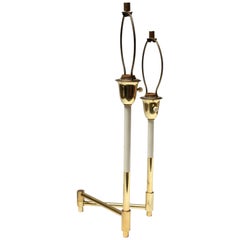 Lampe de bureau réglable en deux parties en laiton de style mi-siècle moderne par Laurel