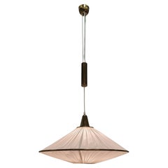 Mid-Century Adjustable Valinte UFO Ceiling Lamp in Brass & Fabric, Finland 1950