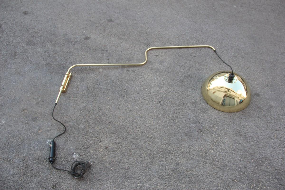 Midcentury Adjustable Wall Lamp 1950 Brass Gold Italian Cup Go Up and Down For Sale 7