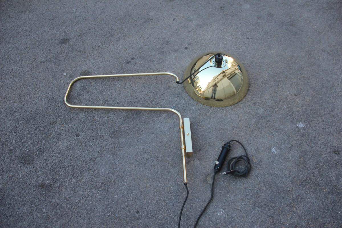 Midcentury Adjustable Wall Lamp 1950 Brass Gold Italian Cup Go Up and Down For Sale 1