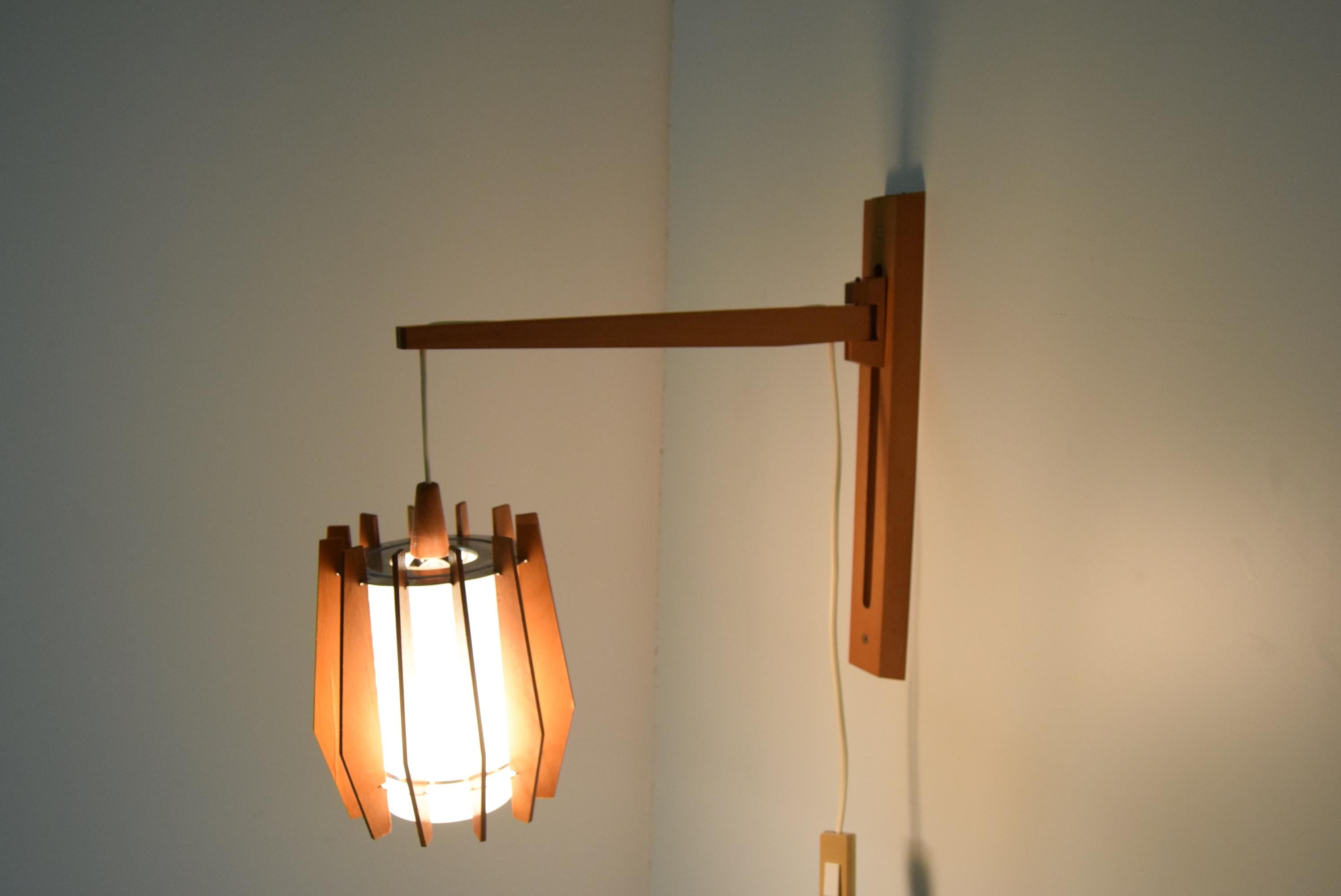 Mid-Century Adjustable Wall Lamp by Drevo Humpolec, 1960's 3
