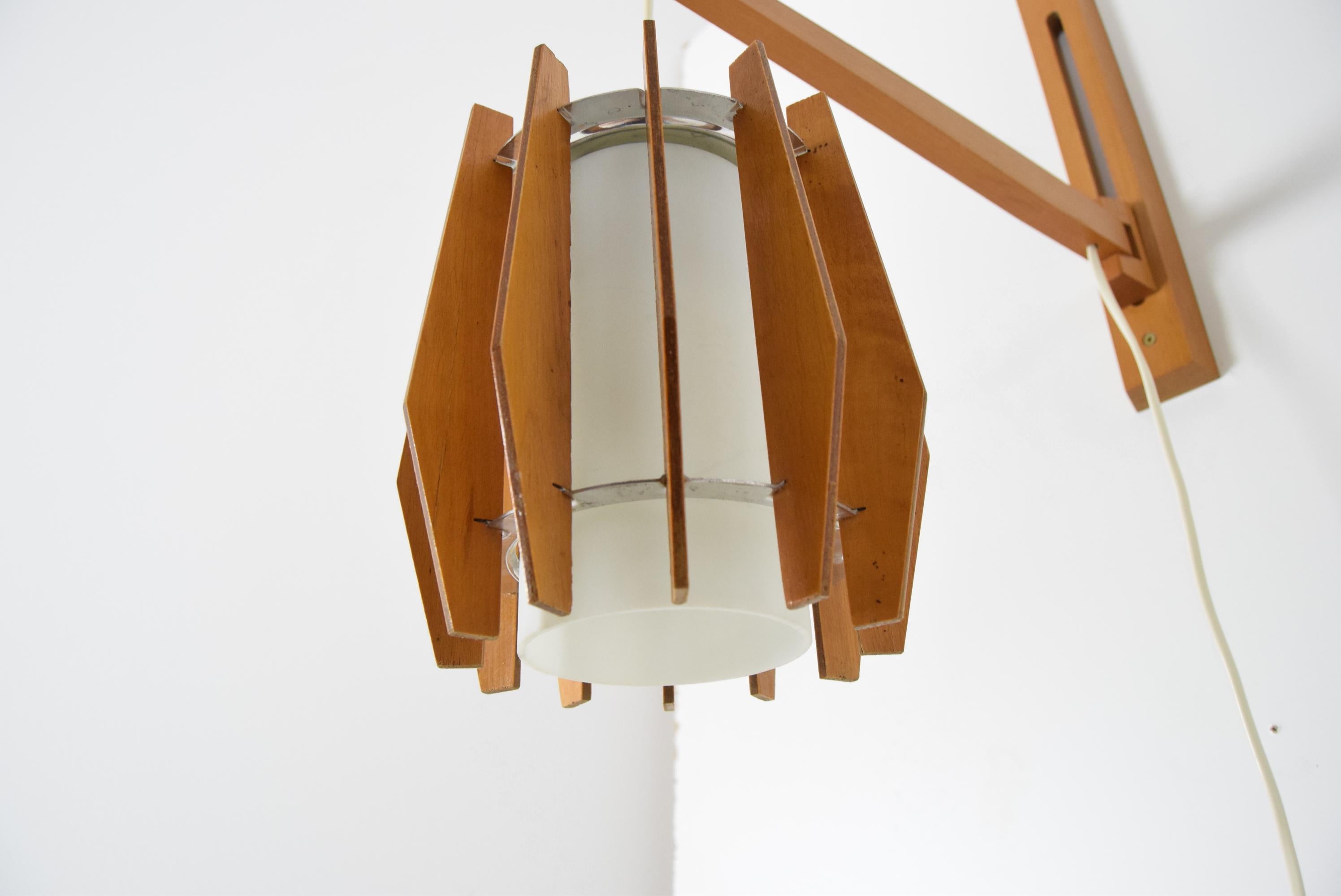 Czech Mid-Century Adjustable Wall Lamp by Drevo Humpolec, 1960's