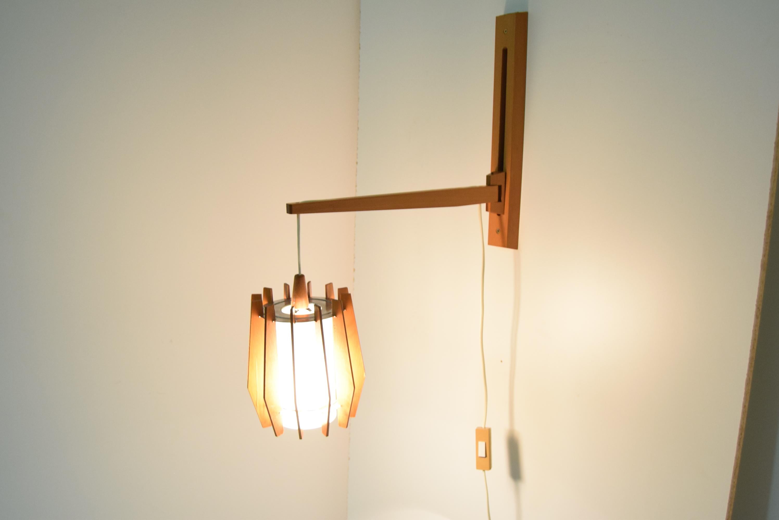 Glass Mid-Century Adjustable Wall Lamp by Drevo Humpolec, 1960's
