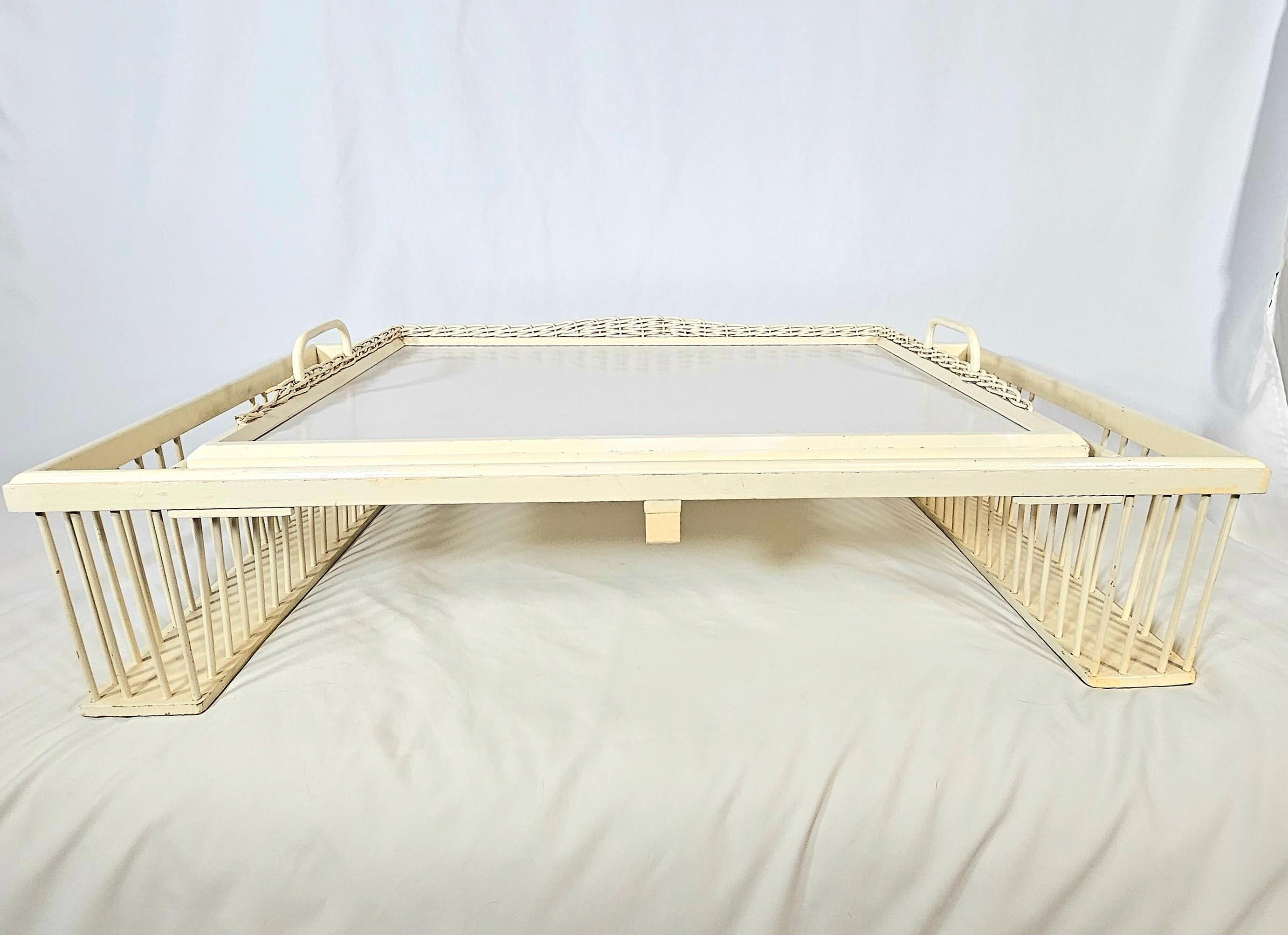 Mid Century Adjustable Wicker Bed Breakfast Tray For Sale 3