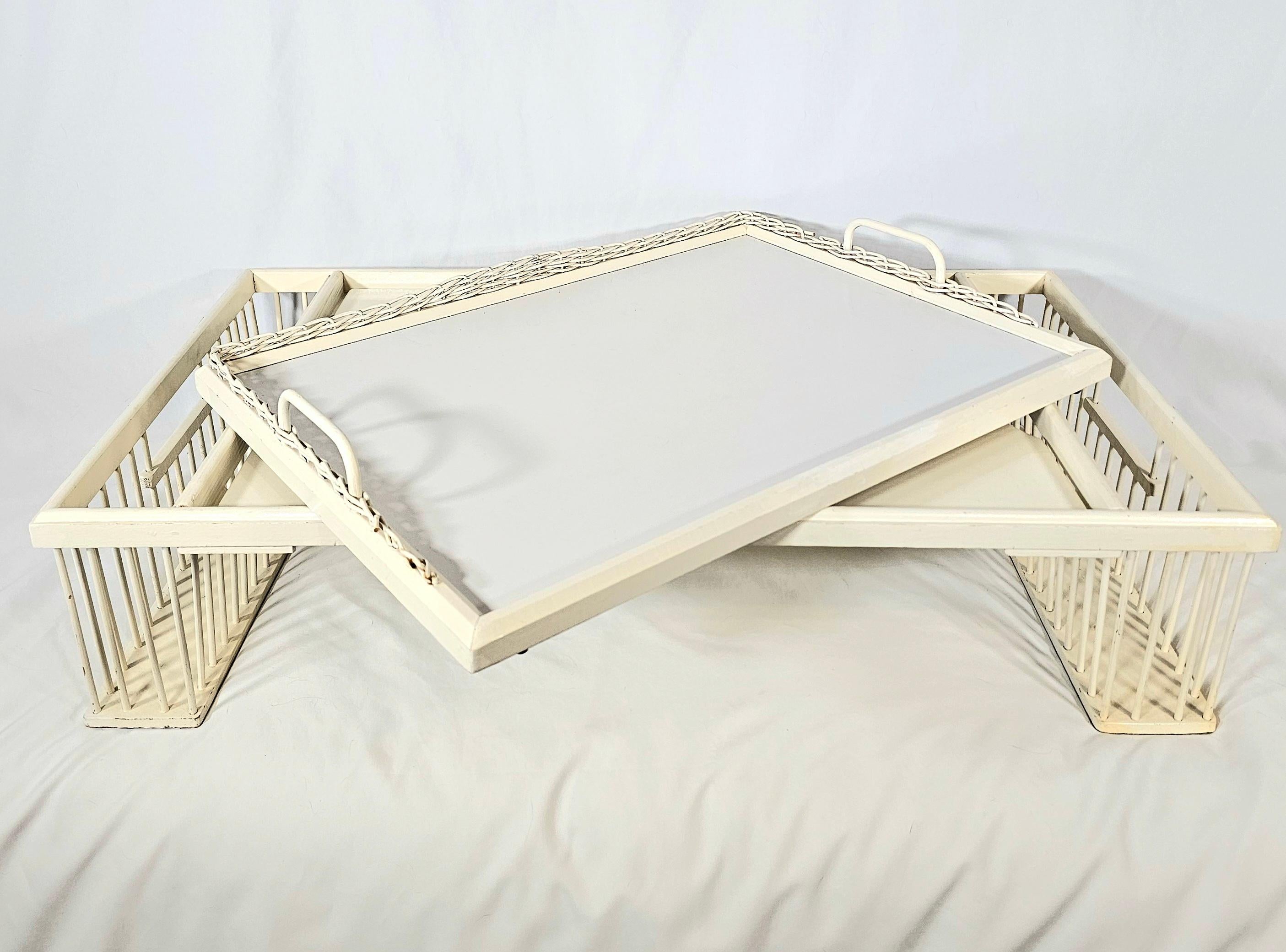 Late 20th Century Mid Century Adjustable Wicker Bed Breakfast Tray For Sale