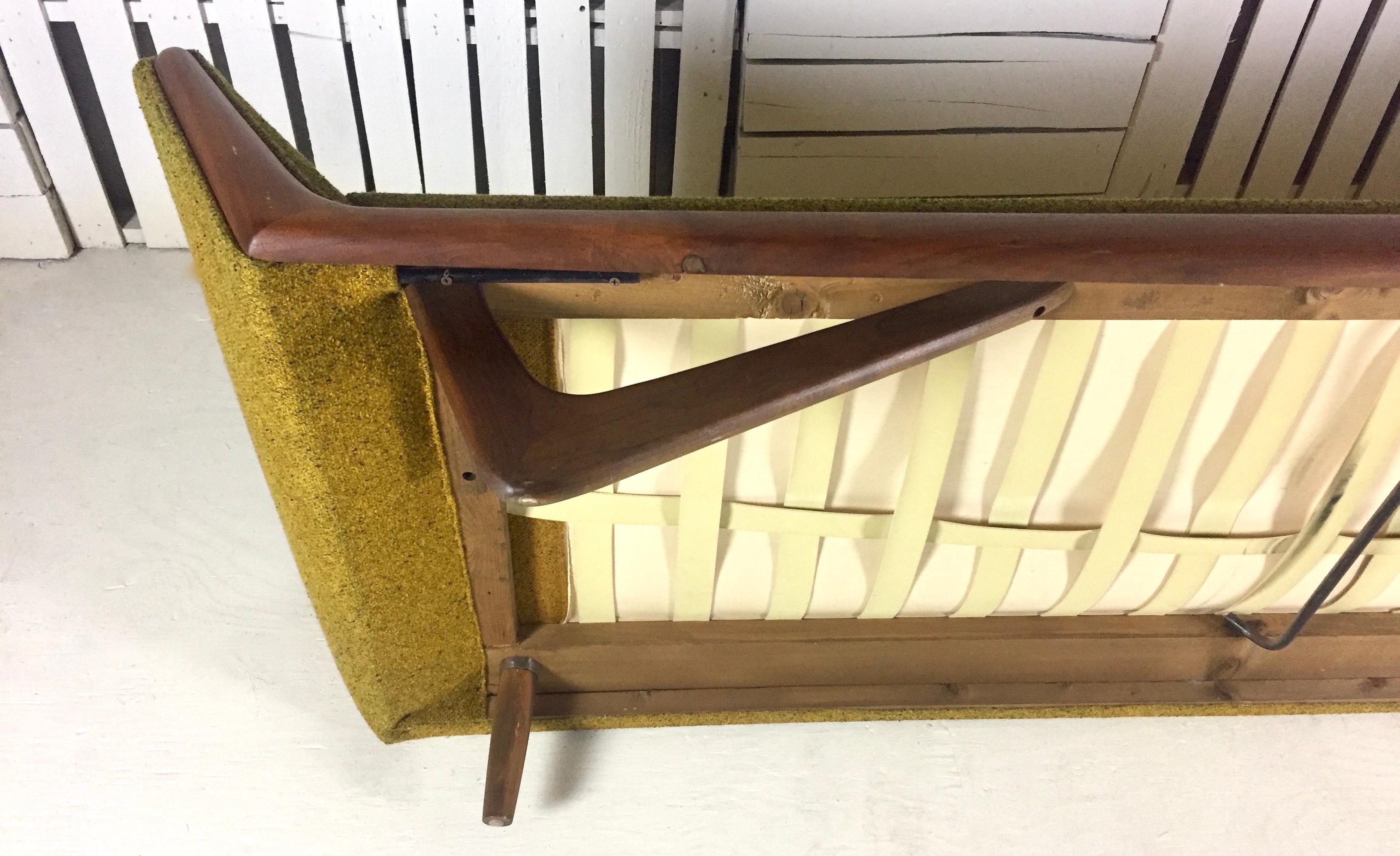 American Midcentury Adrian Pearsall Craft Associates Gold Tweed Sofa Triangular Legs