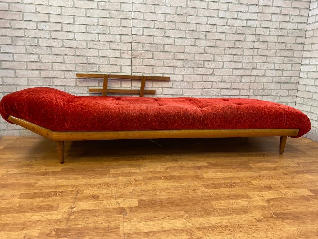 Mid Century Adrian Pearsall Crushed Red Velvet Sectional Sofa Set - 2 Piece Set For Sale 5