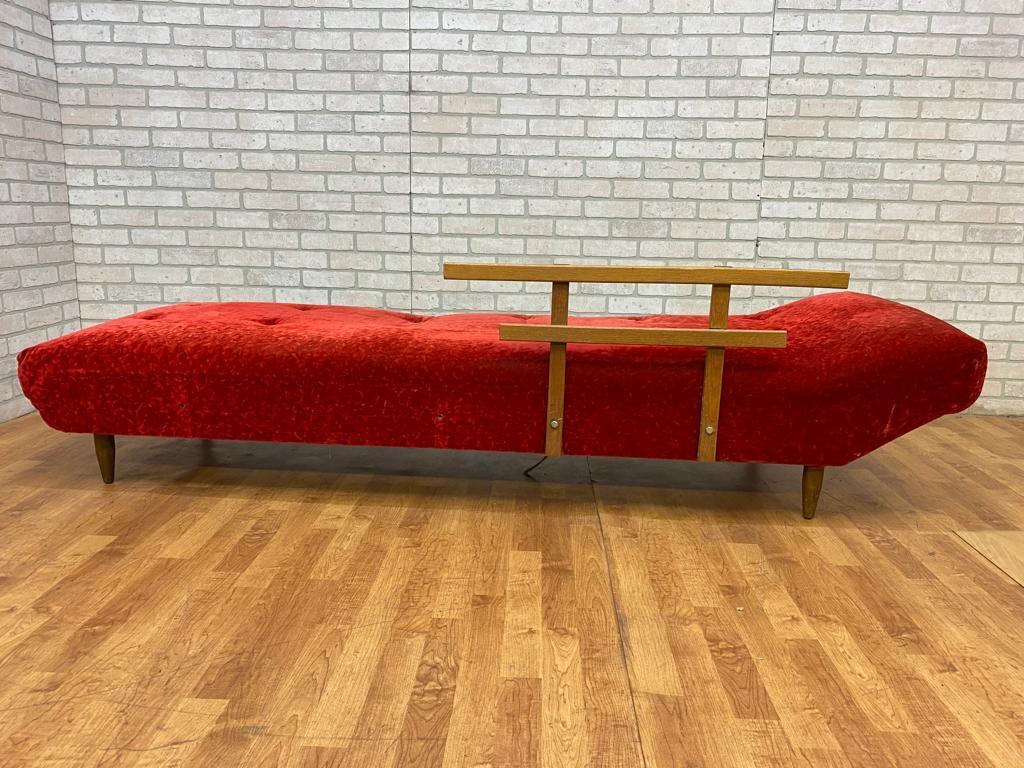 Mid Century Adrian Pearsall Crushed Red Velvet Sectional Sofa Set - 2 Piece Set For Sale 6
