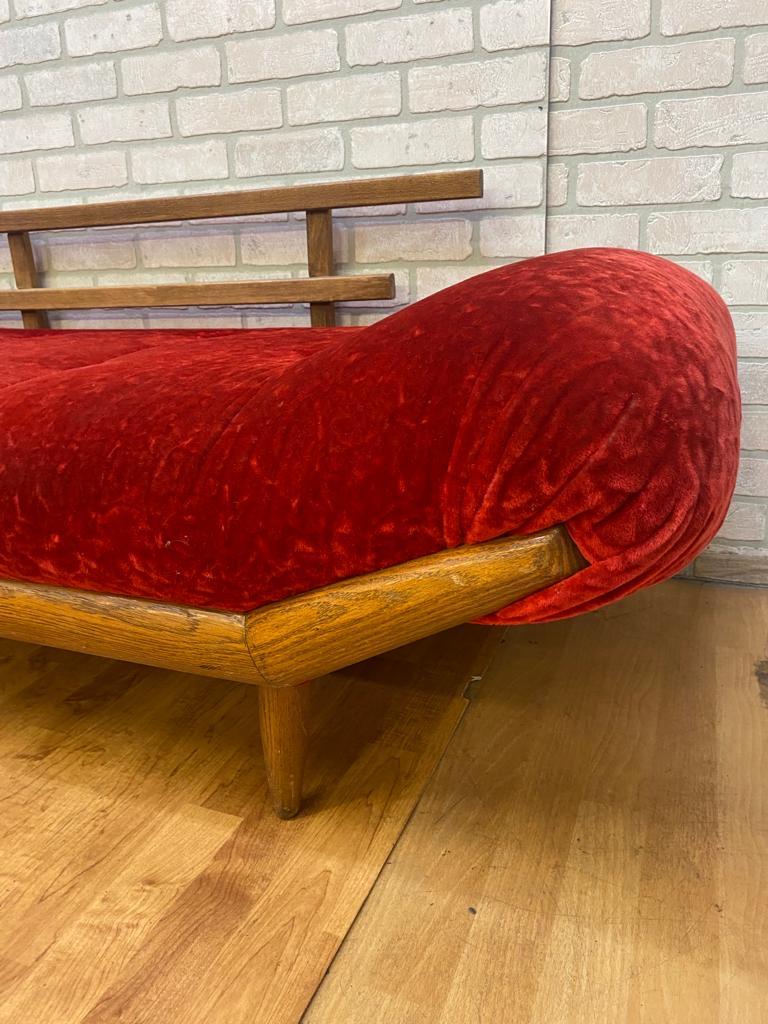 Mid Century Adrian Pearsall Crushed Red Velvet Sectional Sofa Set - 2 Piece Set For Sale 9