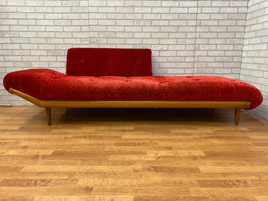 Mid Century Adrian Pearsall Crushed Red Velvet Sectional Sofa Set - 2 Piece Set For Sale 10