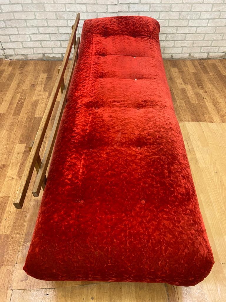 Mid Century Adrian Pearsall Crushed Red Velvet Sectional Sofa Set - 2 Piece Set For Sale 11