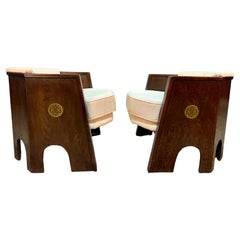 Mid Century Adrian Pearsall Hexagon Strictly Spanish Brutalist Chair Pair