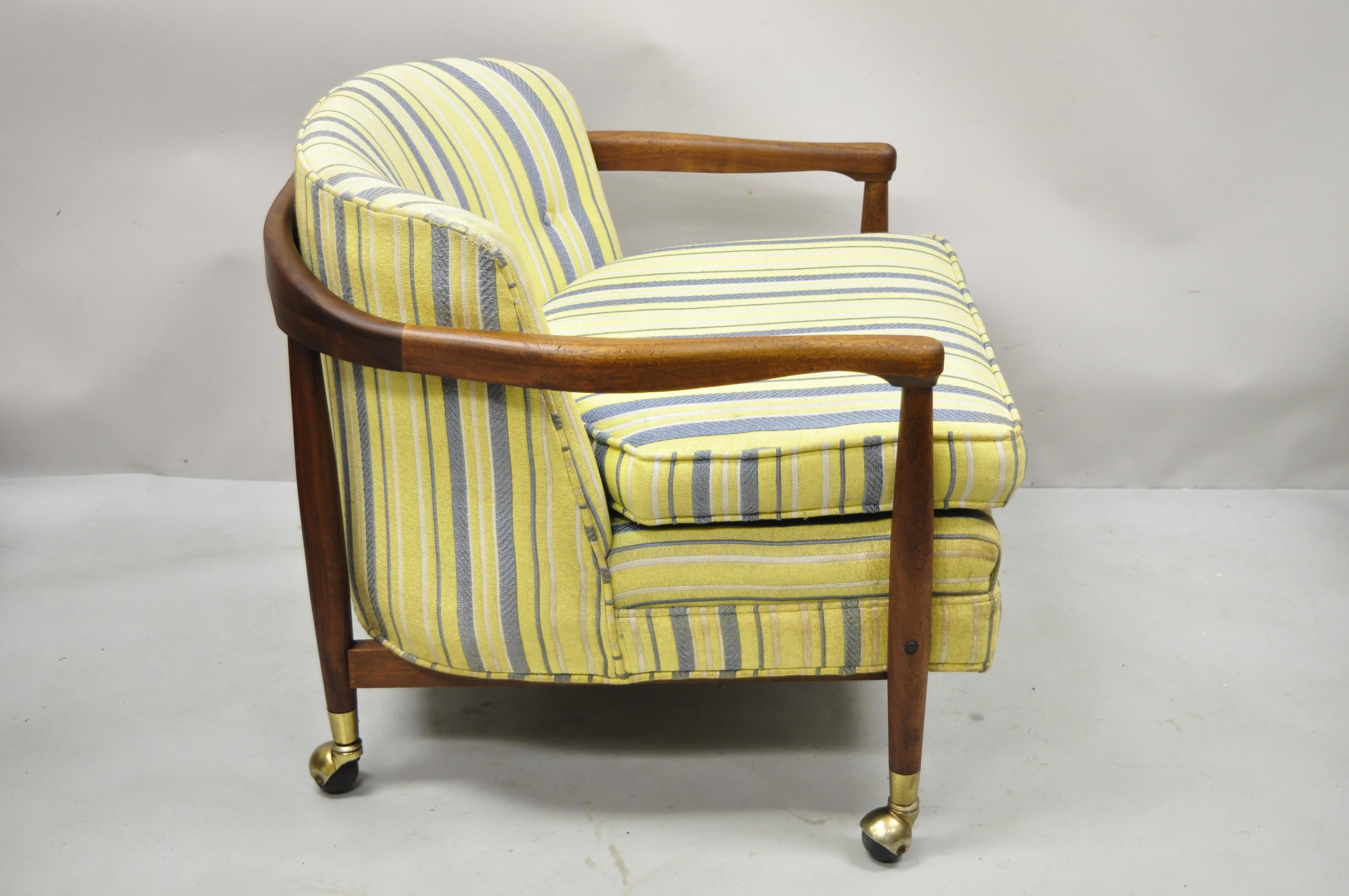 Mid-Century Modern Mid Century Adrian Pearsall Milo Baughman Walnut Barrel Back Club Lounge Chair For Sale