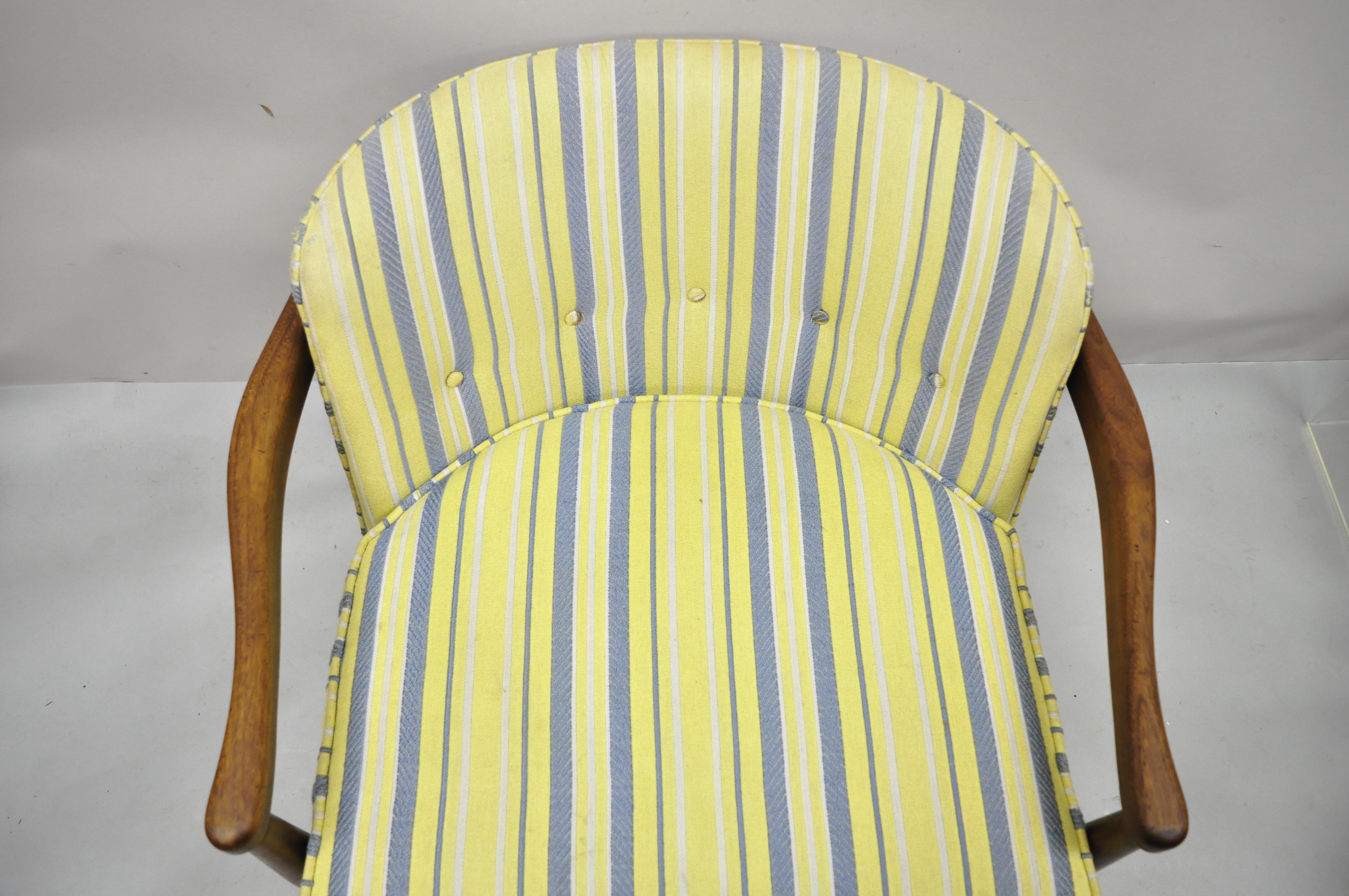 Fabric Mid Century Adrian Pearsall Milo Baughman Walnut Barrel Back Club Lounge Chair For Sale