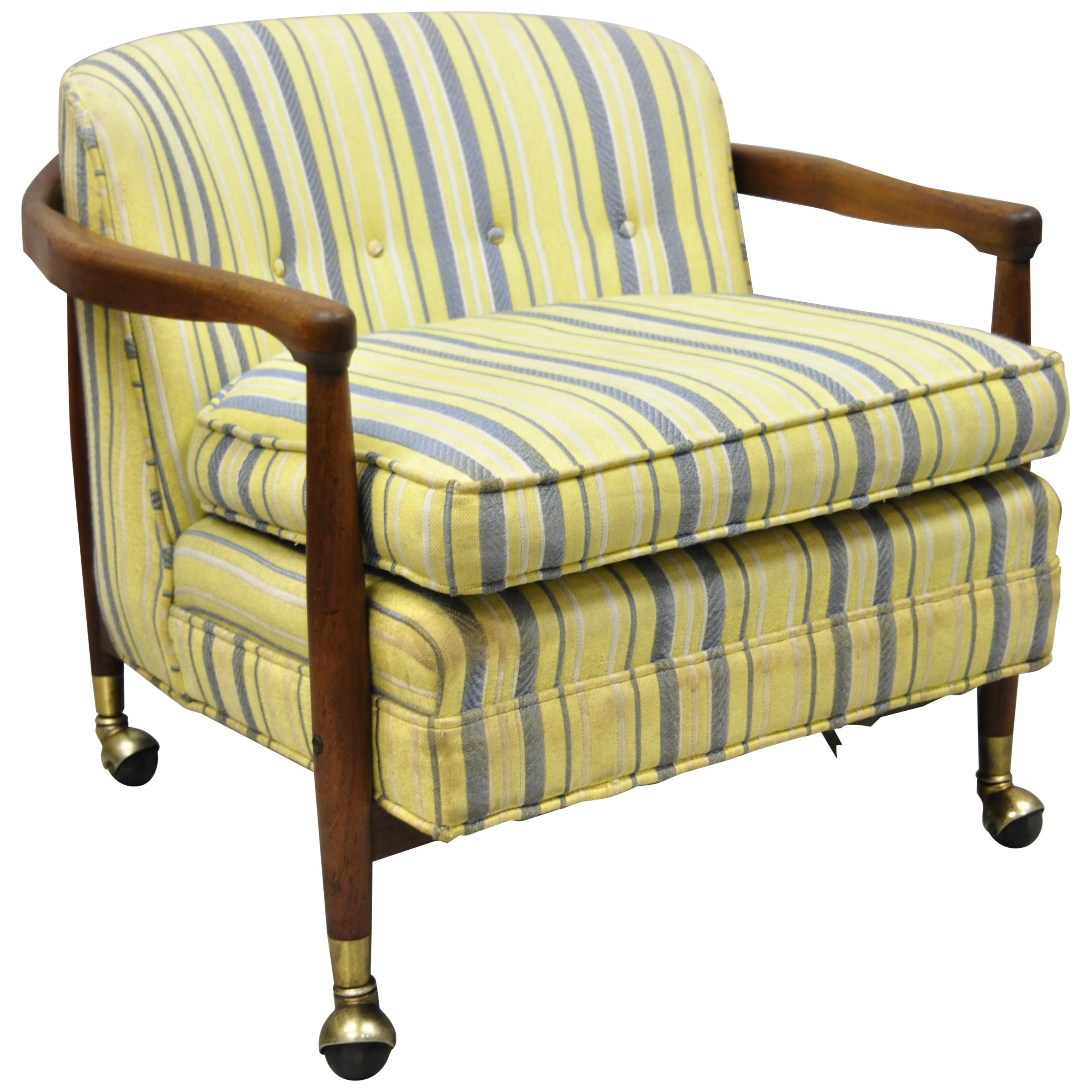 Mid Century Adrian Pearsall Milo Baughman Walnut Barrel Back Club Lounge Chair For Sale